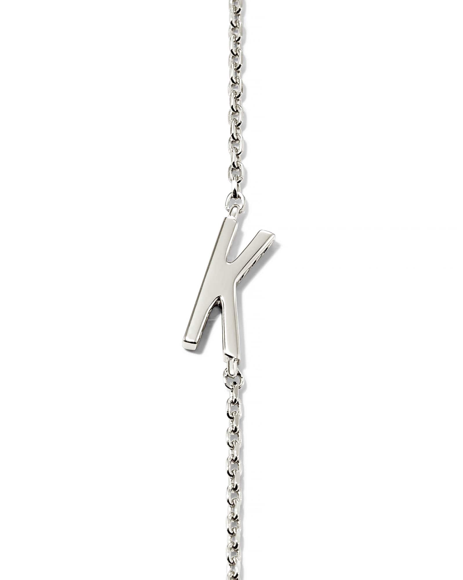 Letter K Inline Initial Necklace in Sterling Silver
