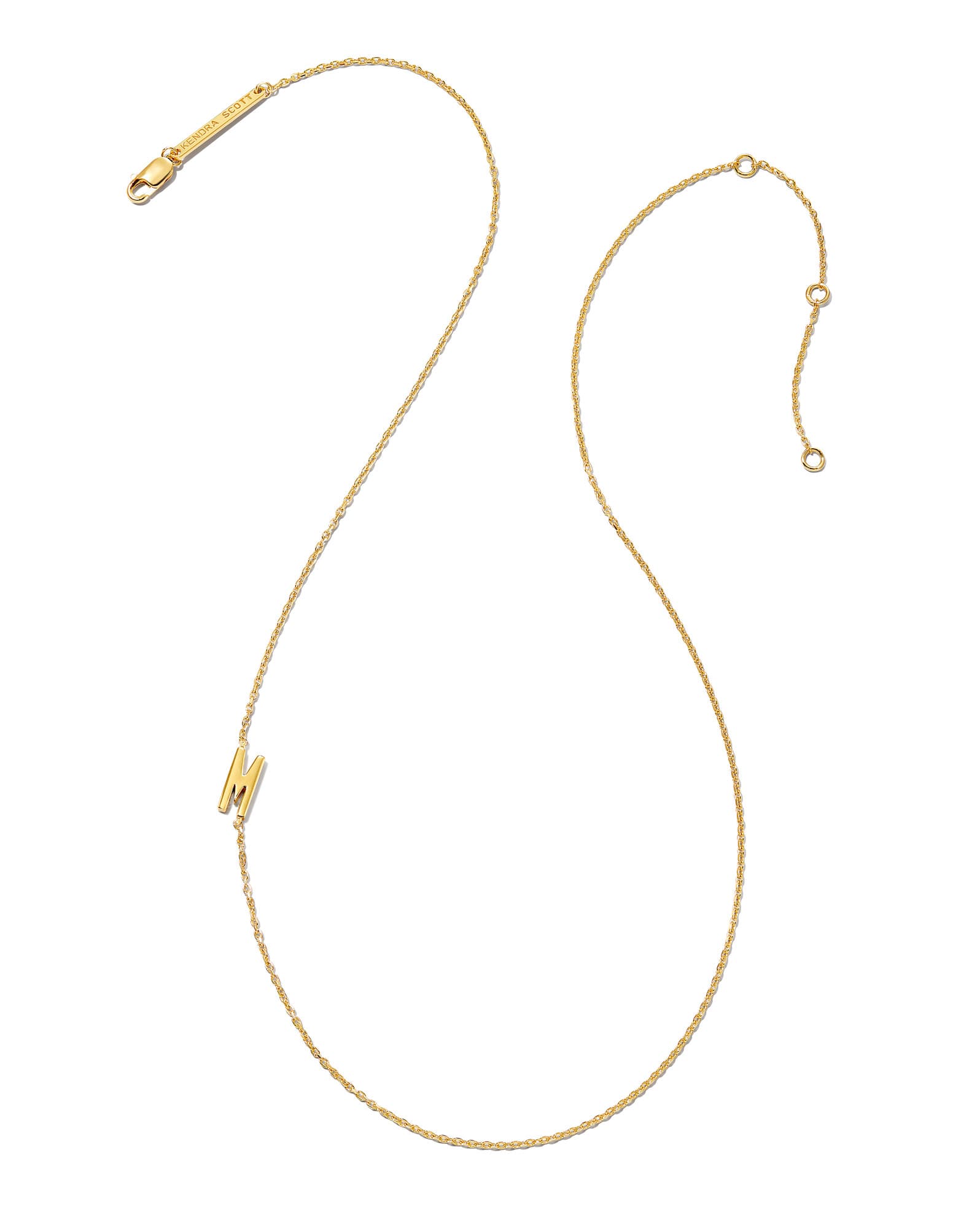 Letter M Inline Initial Necklace in 18k Gold Vermeil