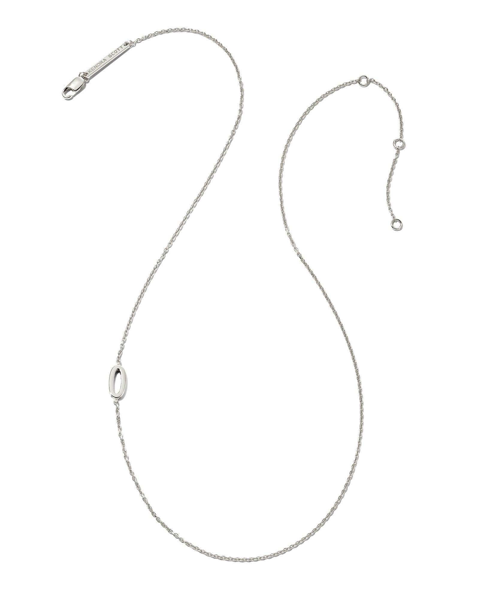 Letter O Inline Initial Necklace in Sterling Silver