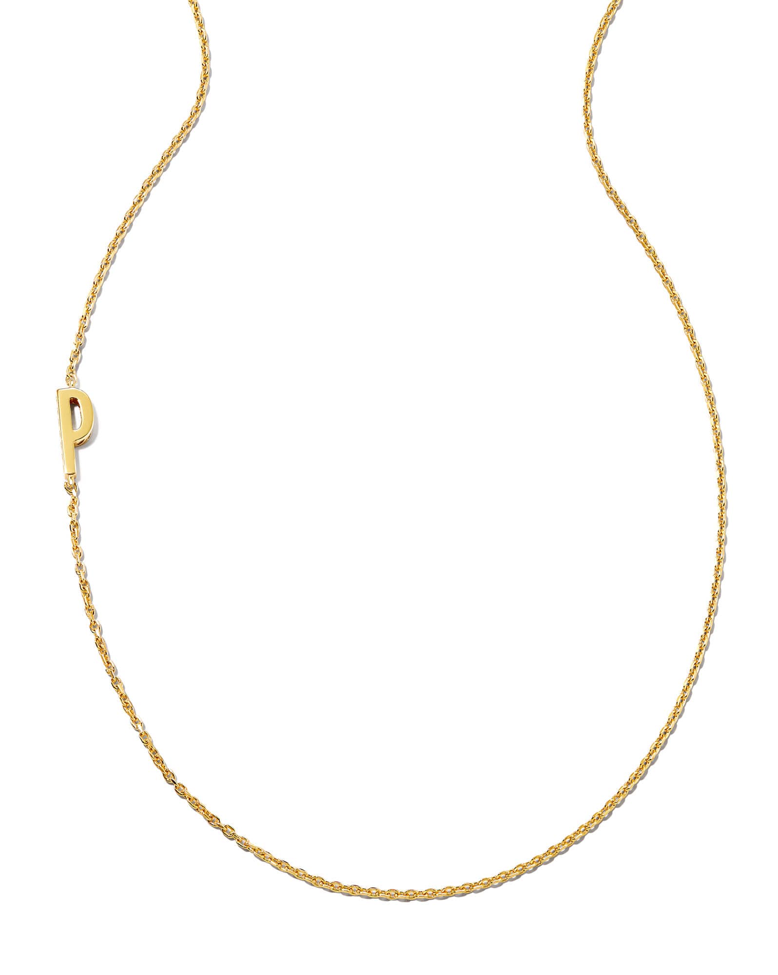 Letter P Inline Initial Necklace in 18k Gold Vermeil