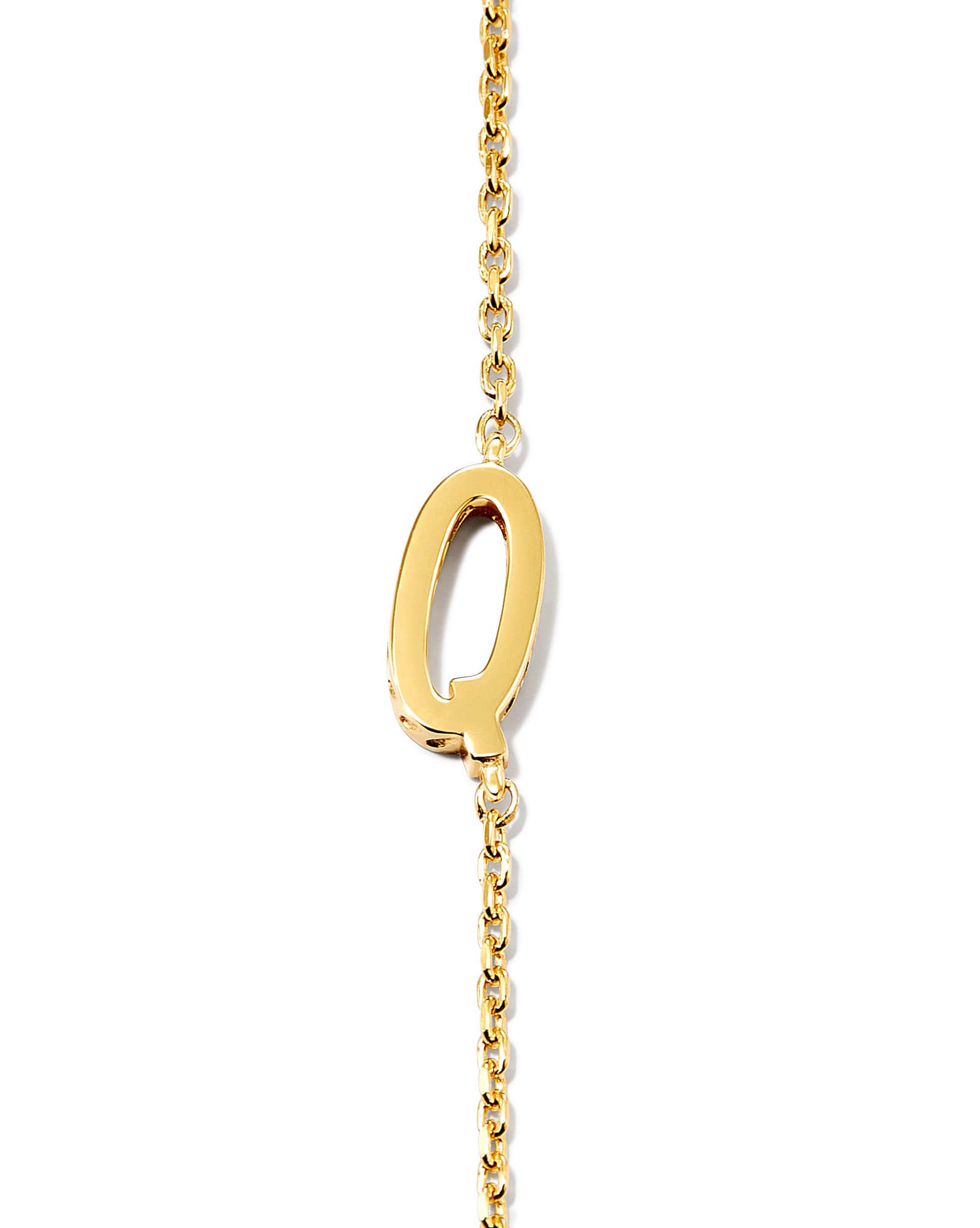 Letter Q Inline Initial Necklace in 18k Gold Vermeil