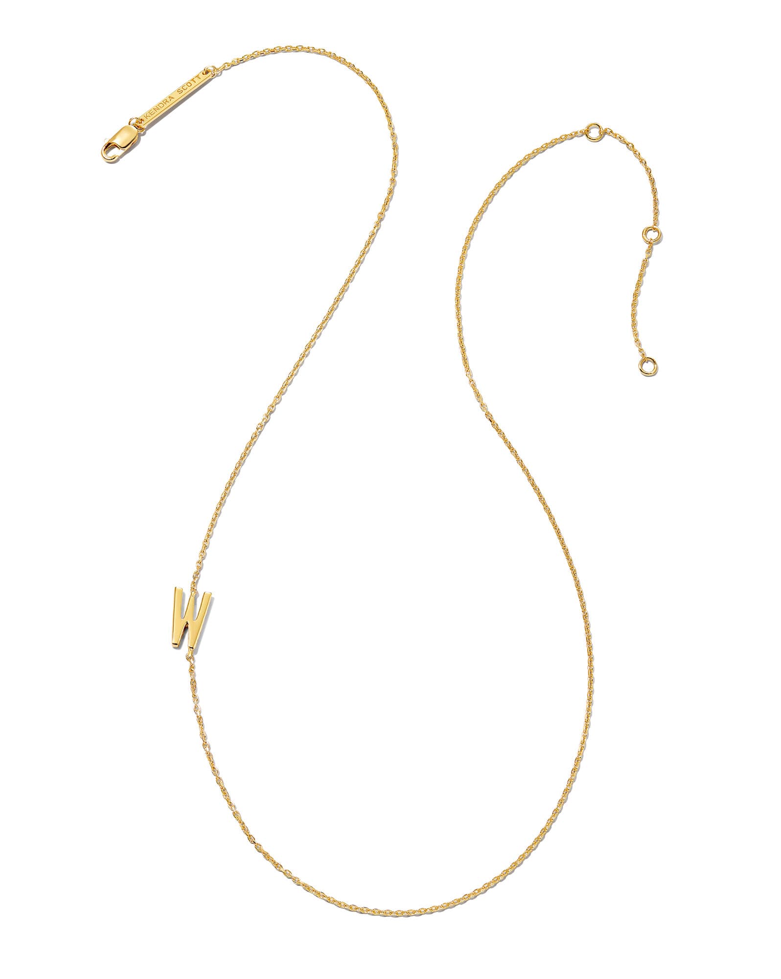 Letter W Inline Initial Necklace in 18k Gold Vermeil