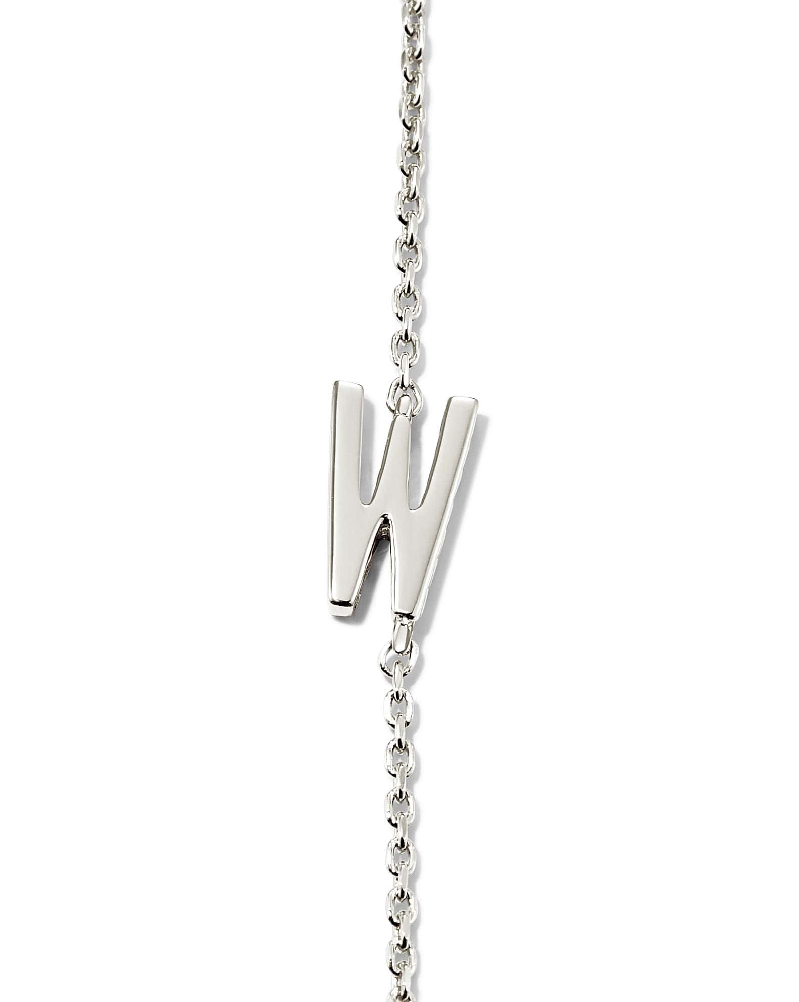 Letter W Inline Initial Necklace in Sterling Silver