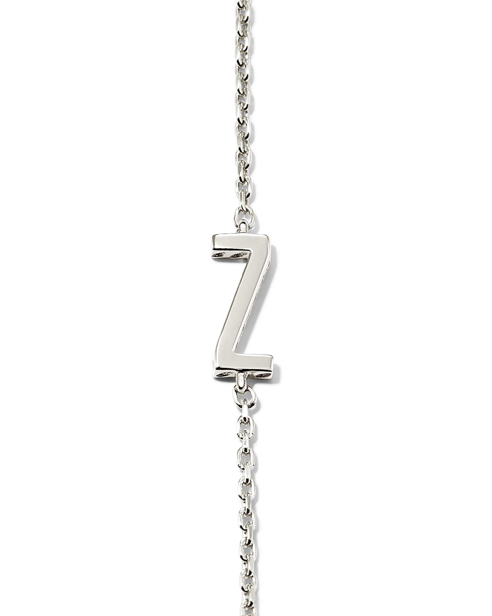Letter Z Inline Initial Necklace in Sterling Silver