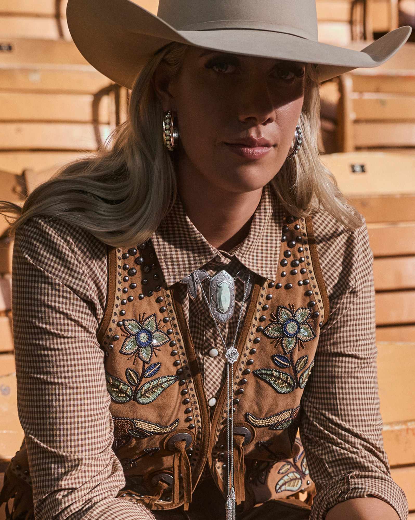 Ansel Rose Bolo Necklace in Vintage Silver