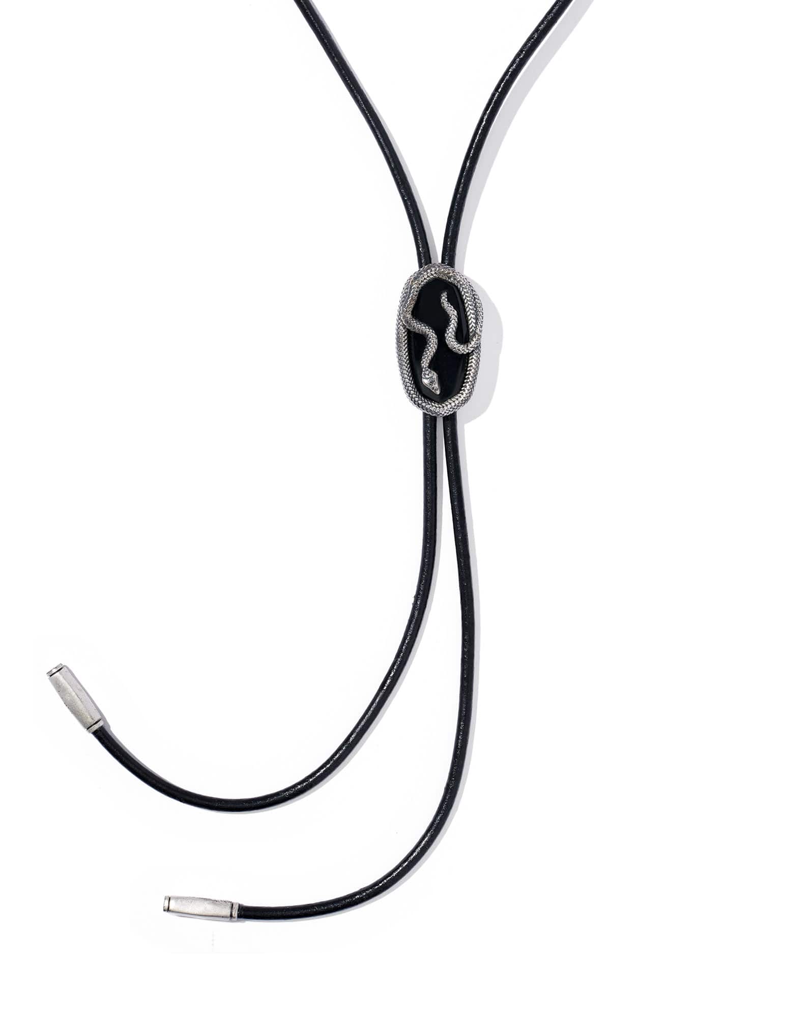 Phoenix Oxidized Sterling Silver Stone Bolo Necklace 