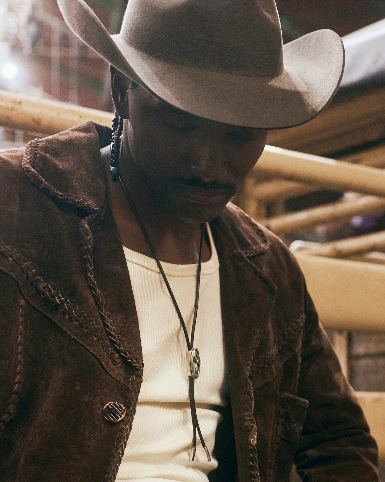 Phoenix Oxidized Sterling Silver Stone Bolo Necklace 