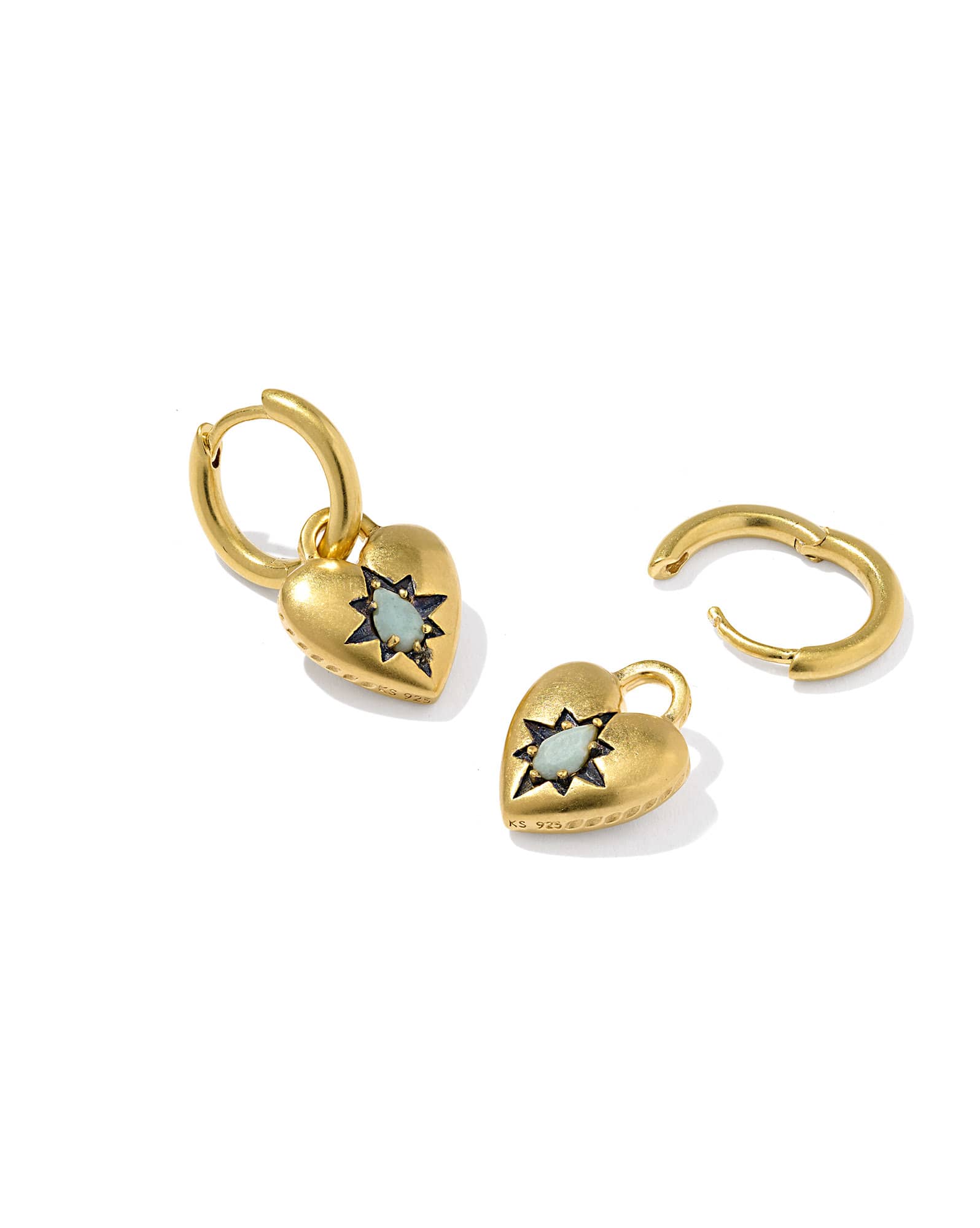 Adia Heart 18k Yellow Gold Vermeil Convertible Huggie Earrings 