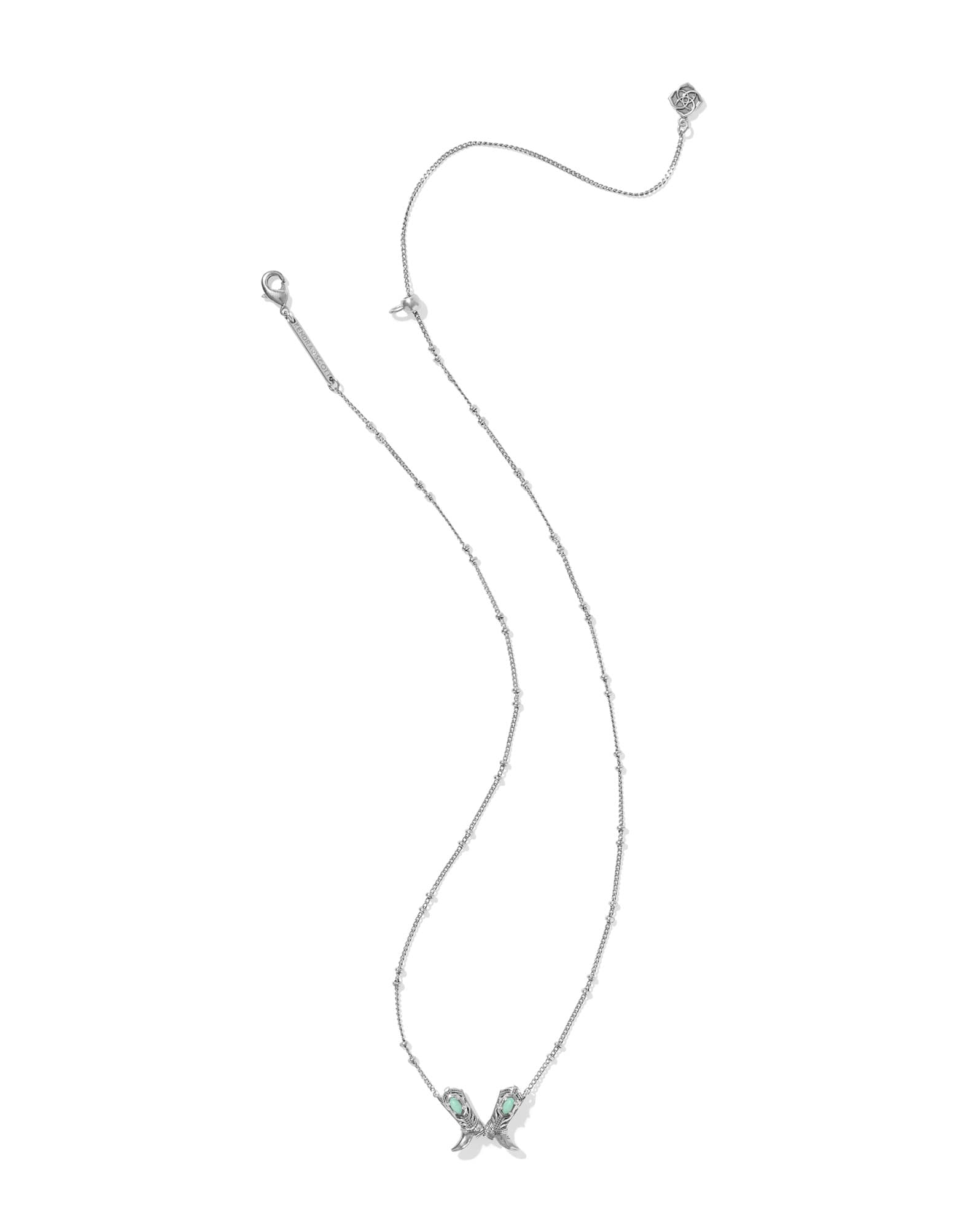 Beau Vintage Silver Boot Short Pendant Necklace in Sea Green Chrysocolla