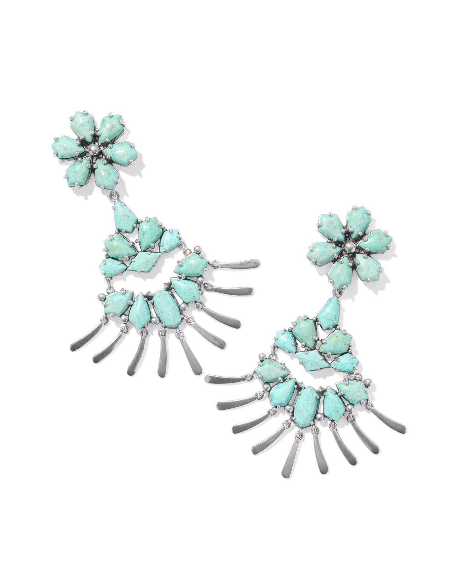 Flynn Vintage Silver Statement Earrings in Sea Green Chrysocolla