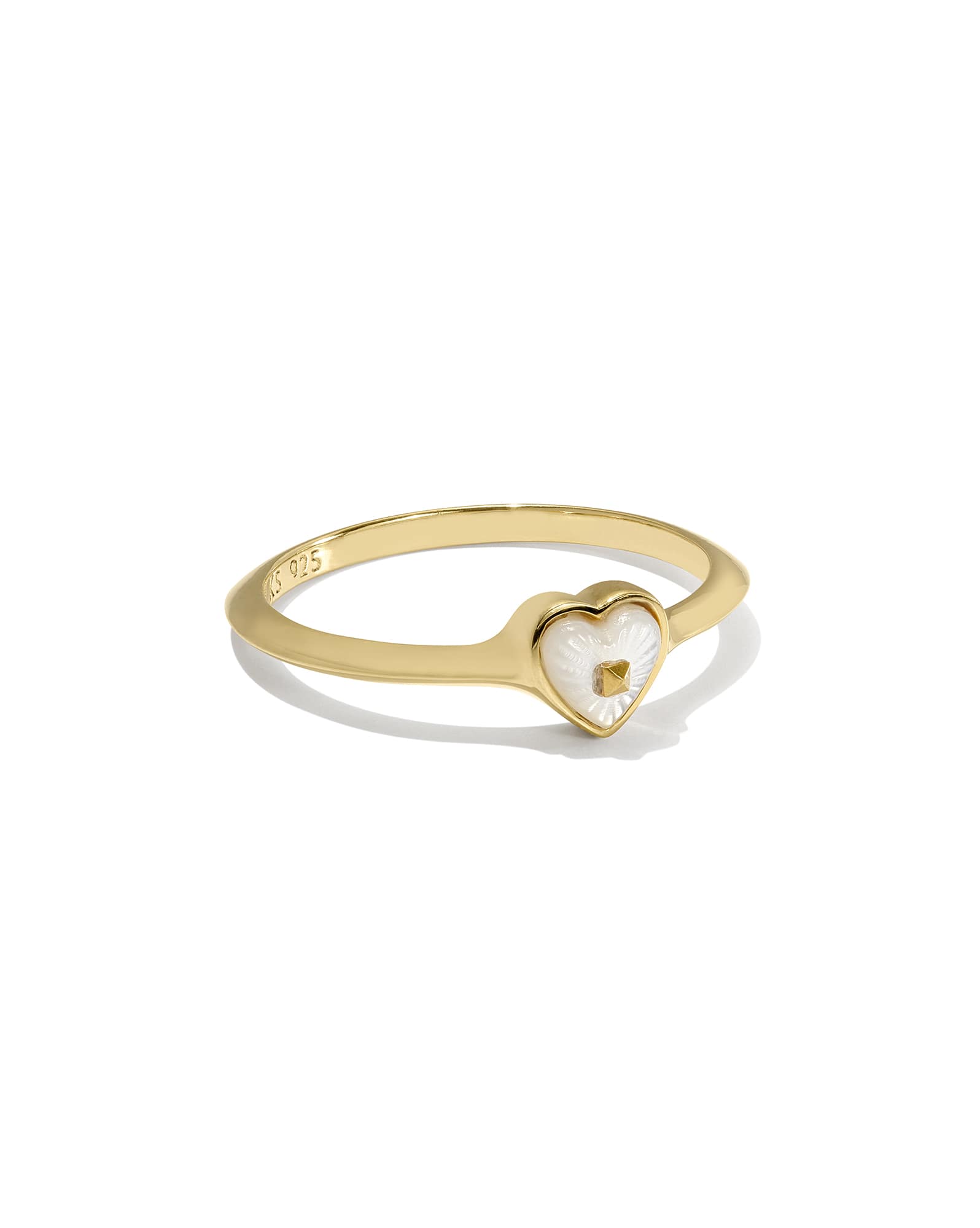 Adalynn 18k Gold Vermeil Heart Band Ring in Ivory Mother-of-Pearl