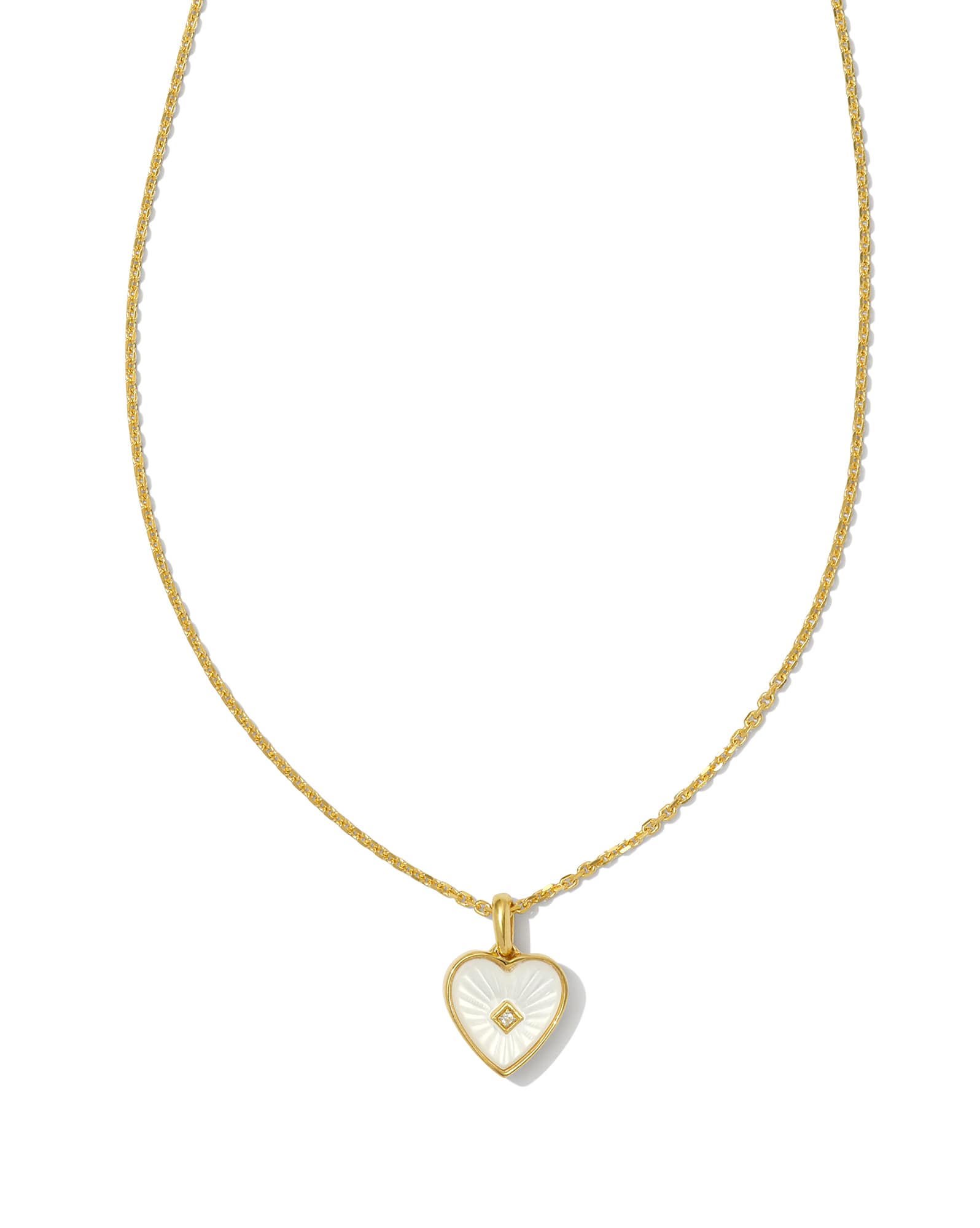 Adalynn 18k Gold Vermeil Heart Pendant Necklace in Ivory Mother-of