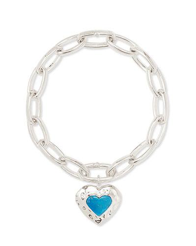 Angie Heart Sterling Silver Locket Statement Bracelet in Turquoise