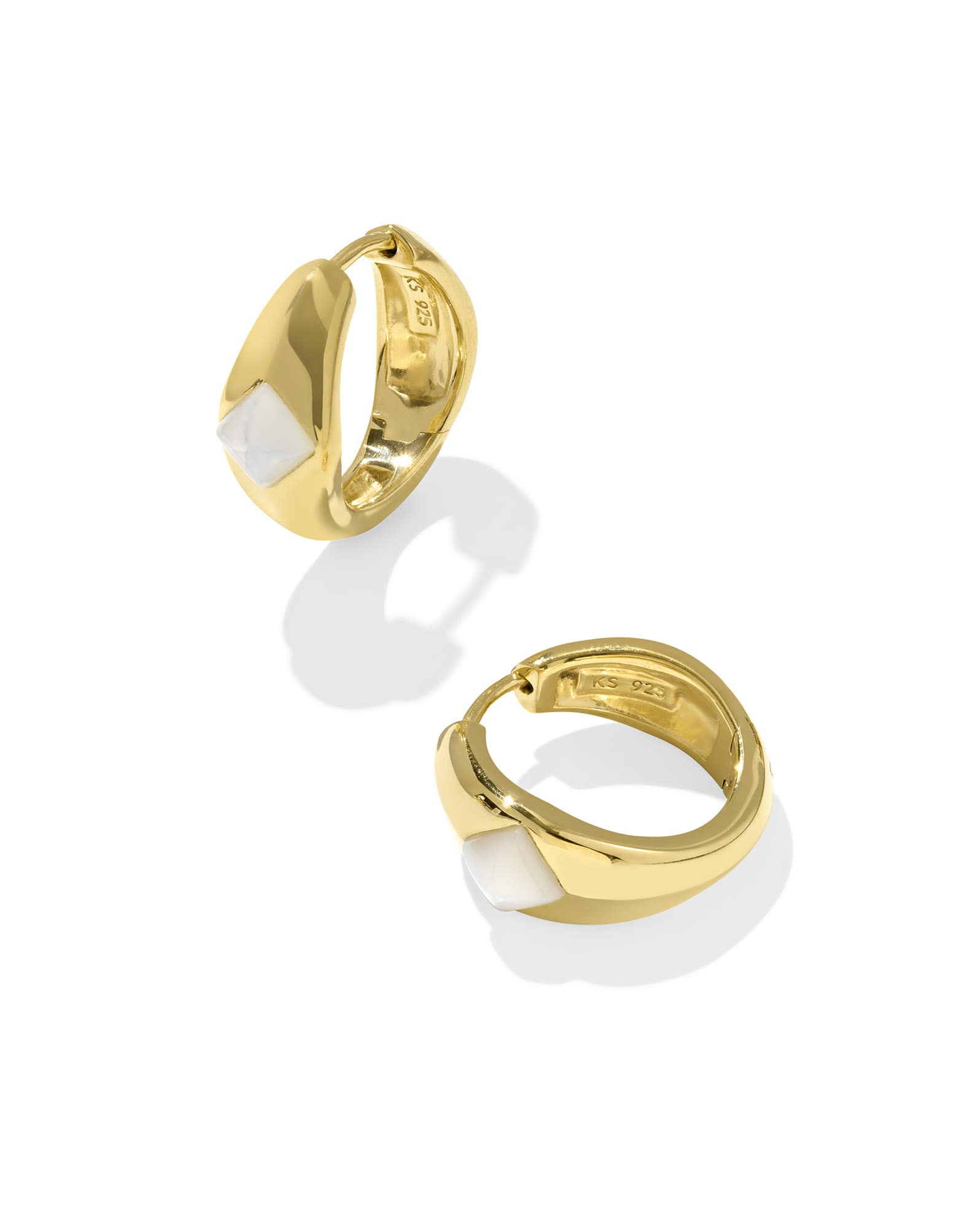 Alani 18k Gold Vermeil Huggie Earrings in Ivory Mother-of-Pearl