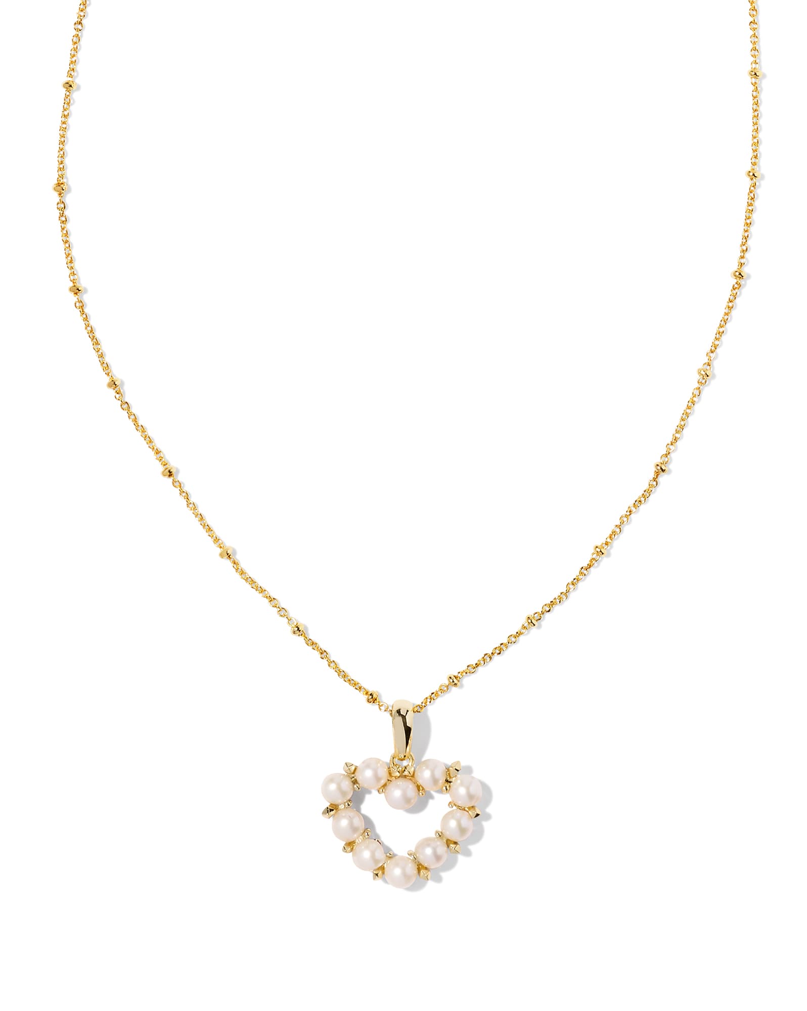 Ashton Gold Heart Short Pendant Necklace in Freshwater Cultured Pearl