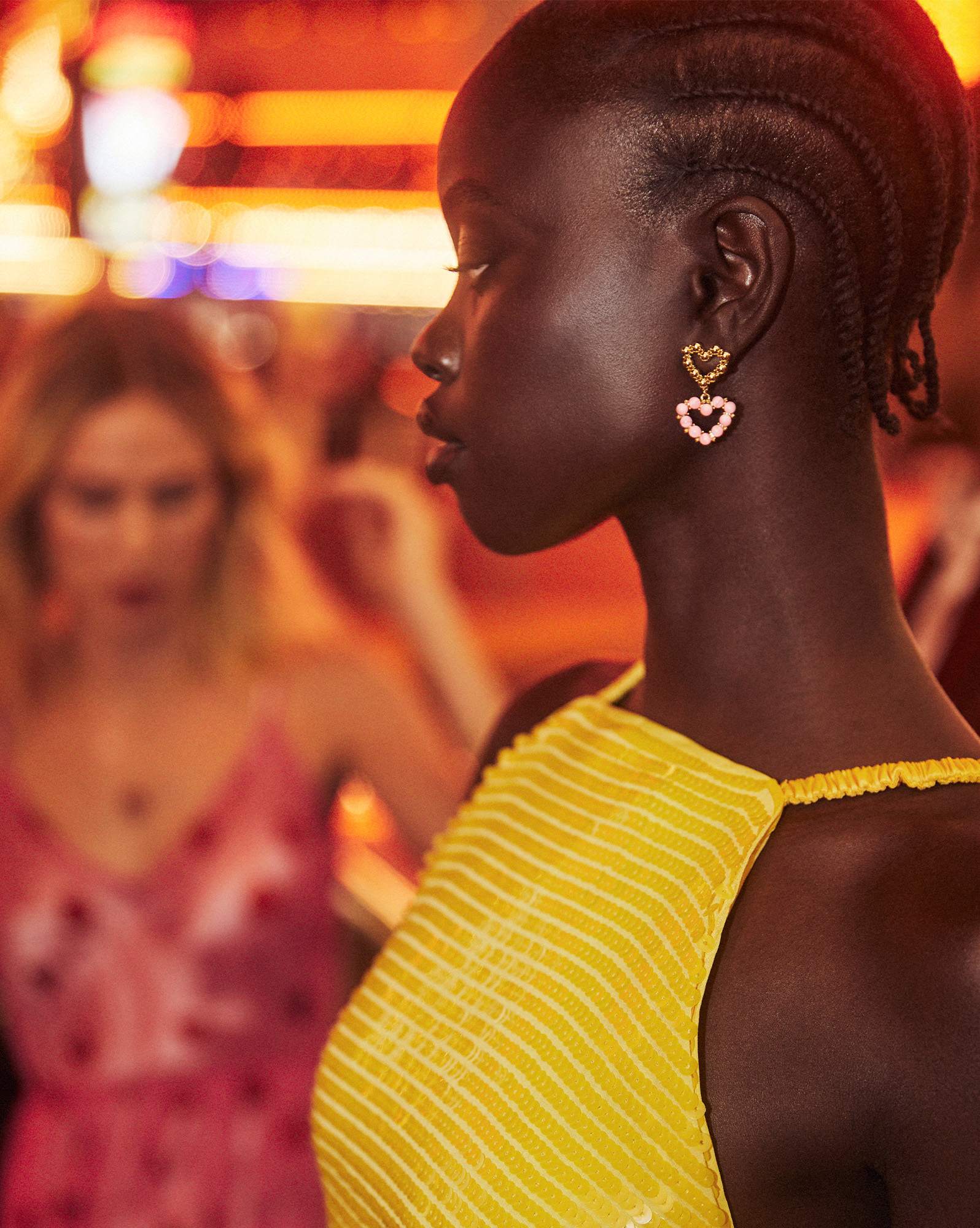 Ashton Gold Heart Drop Earrings in Blush Ivory Mother-of-Pearl