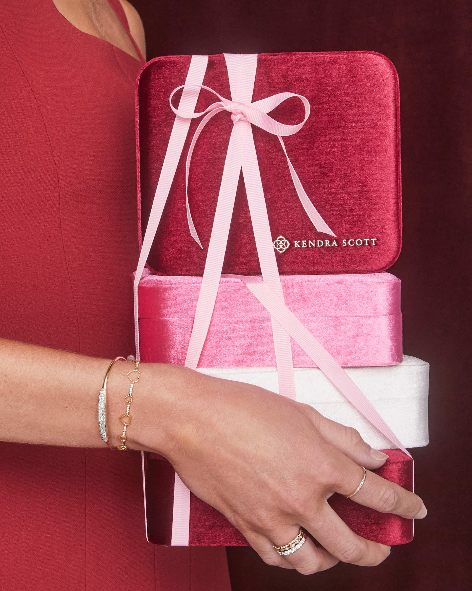 Haisley Heart Gold Delicate Chain Bracelet in White CZ