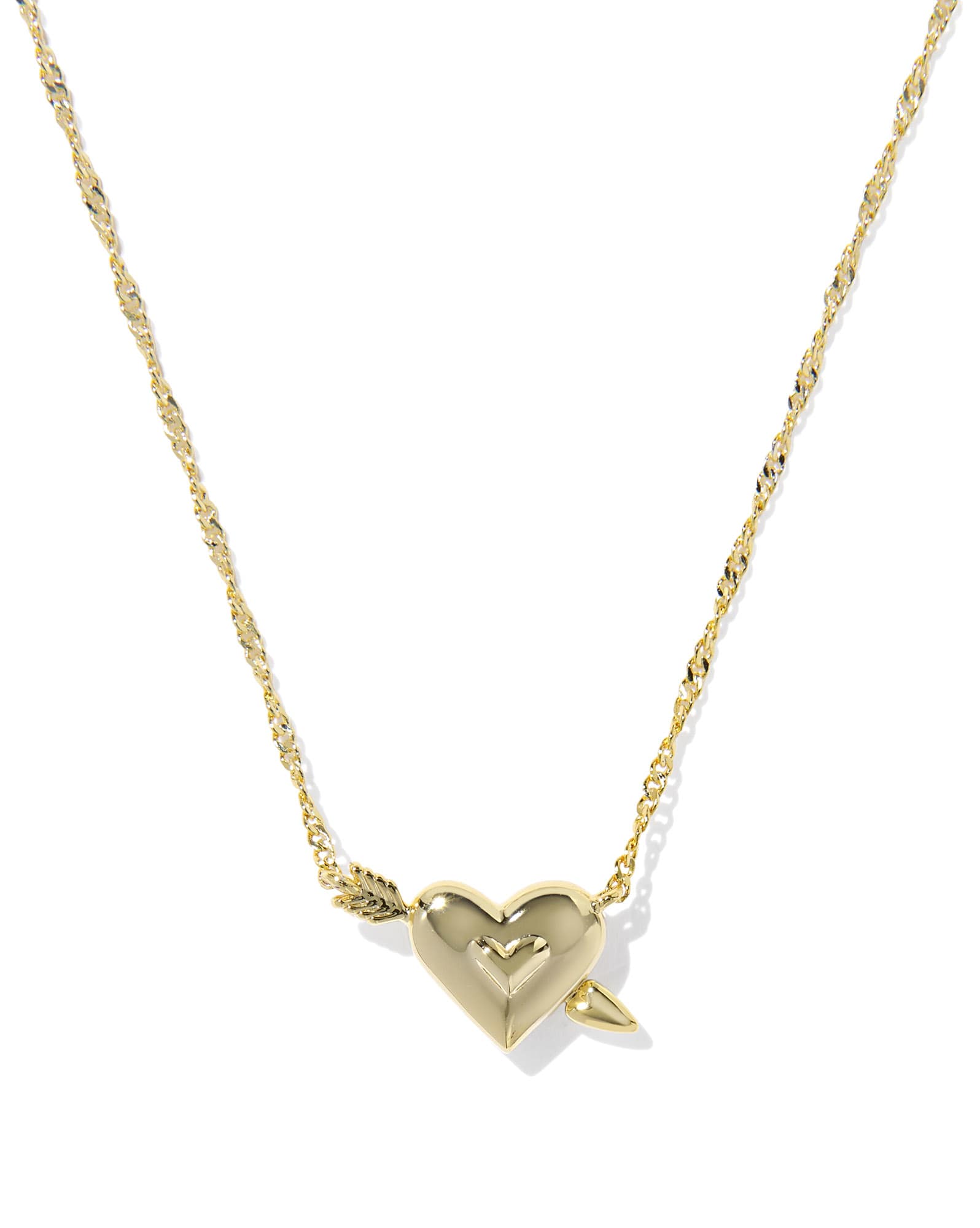 Ari Heart Arrow Gold Short Pendant Necklace 