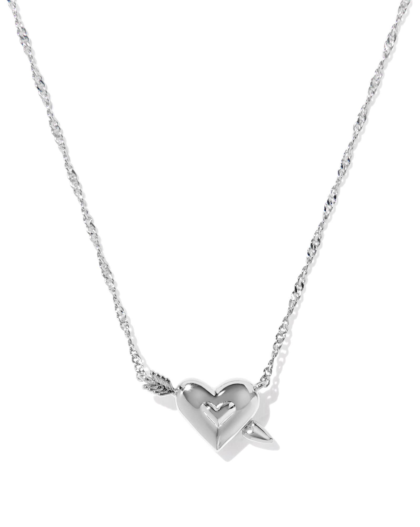 Ari Heart Arrow Silver Short Pendant Necklace 