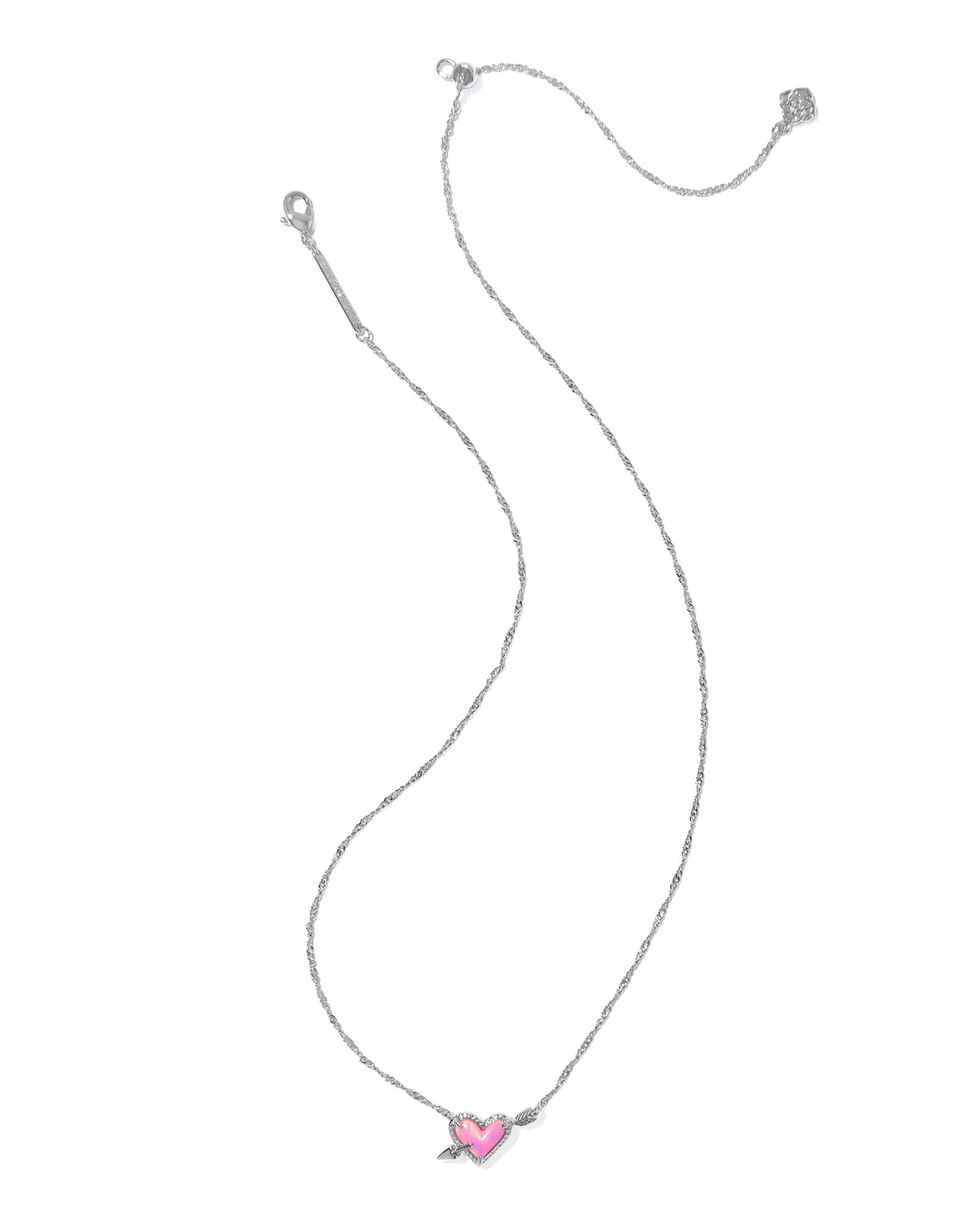 Ari Heart Arrow Silver Short Pendant Necklace 