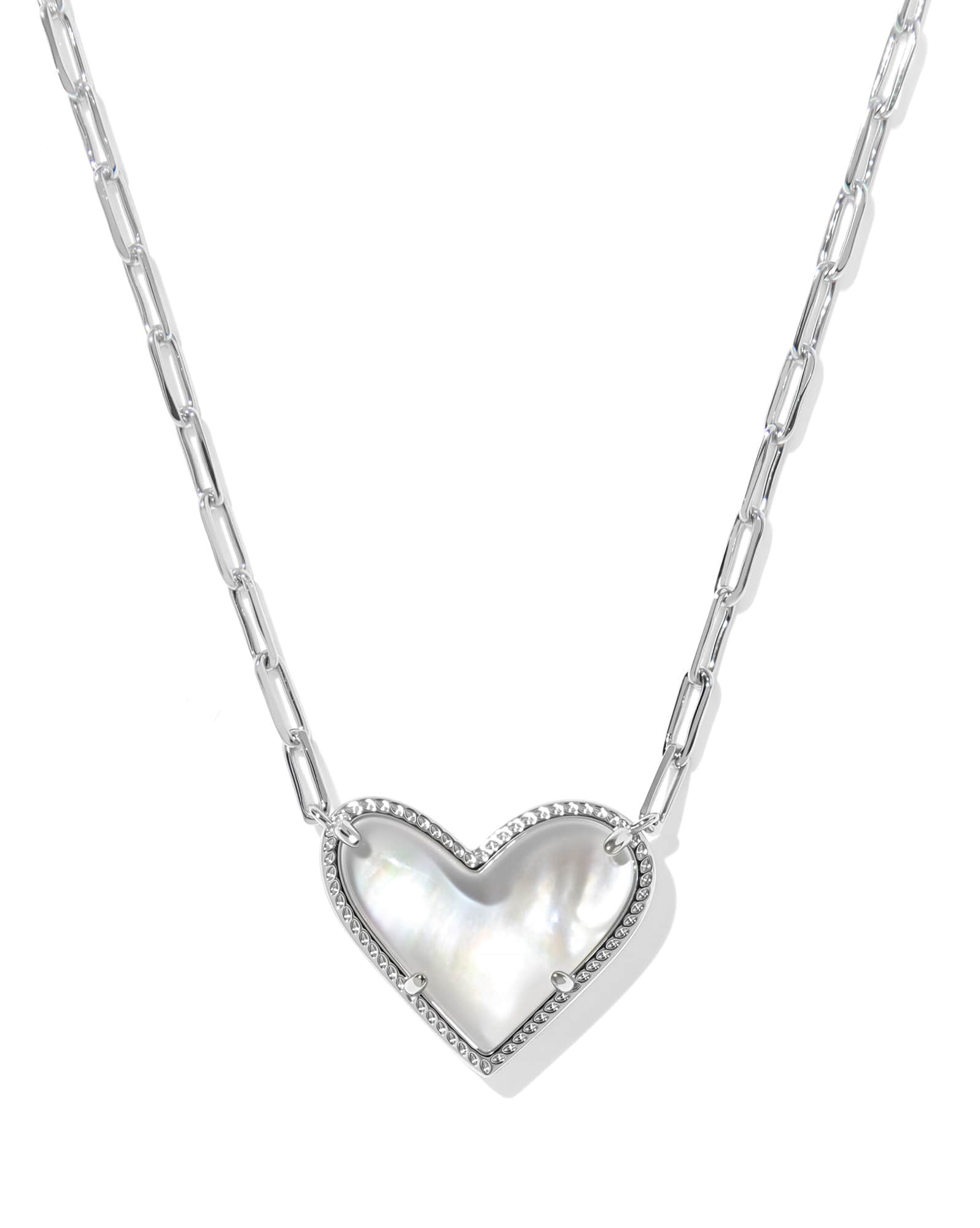 Ari Heart Statement Silver Short Pendant Necklace 
