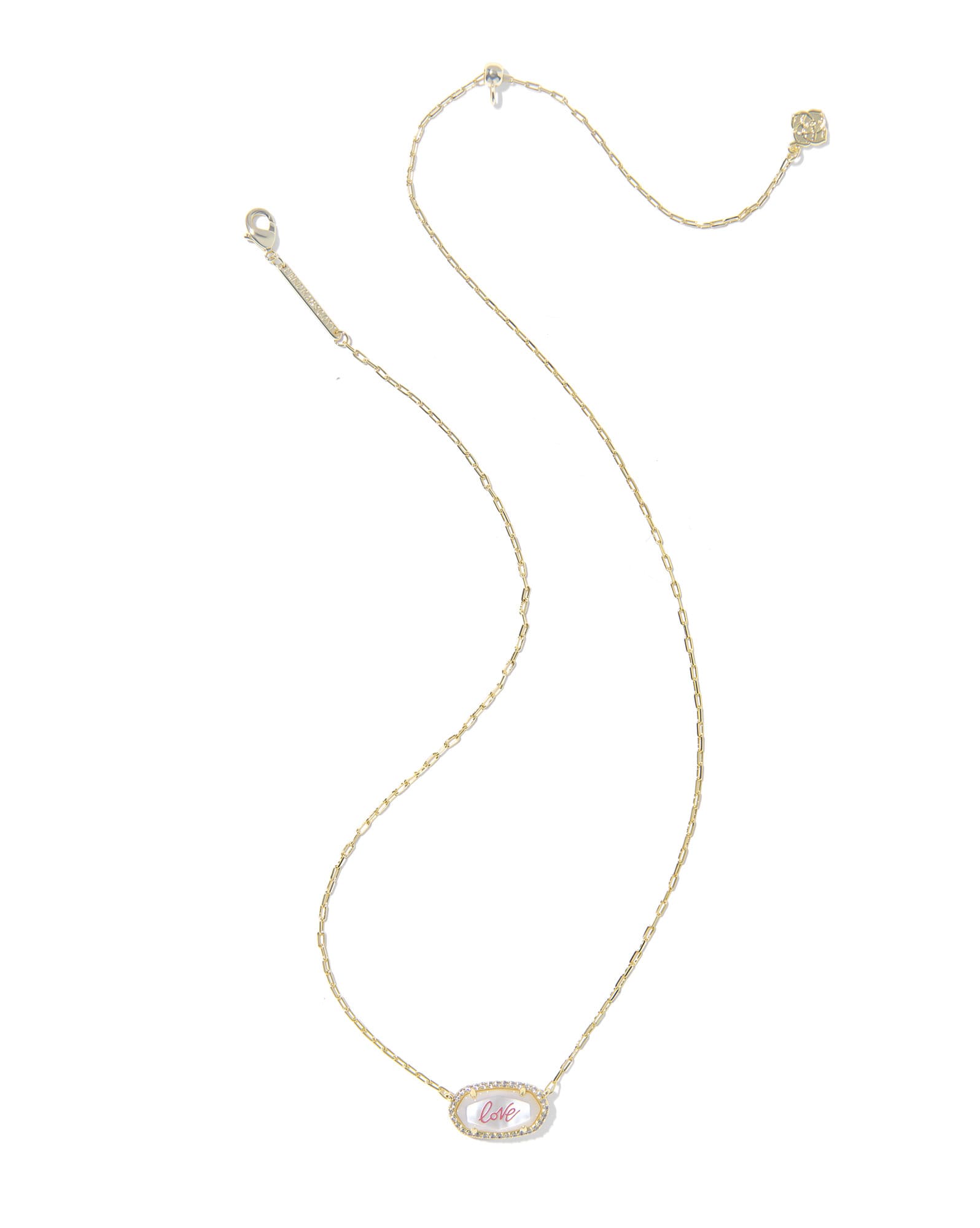 Elisa Pave Frame Gold Short Pendant Necklace 
