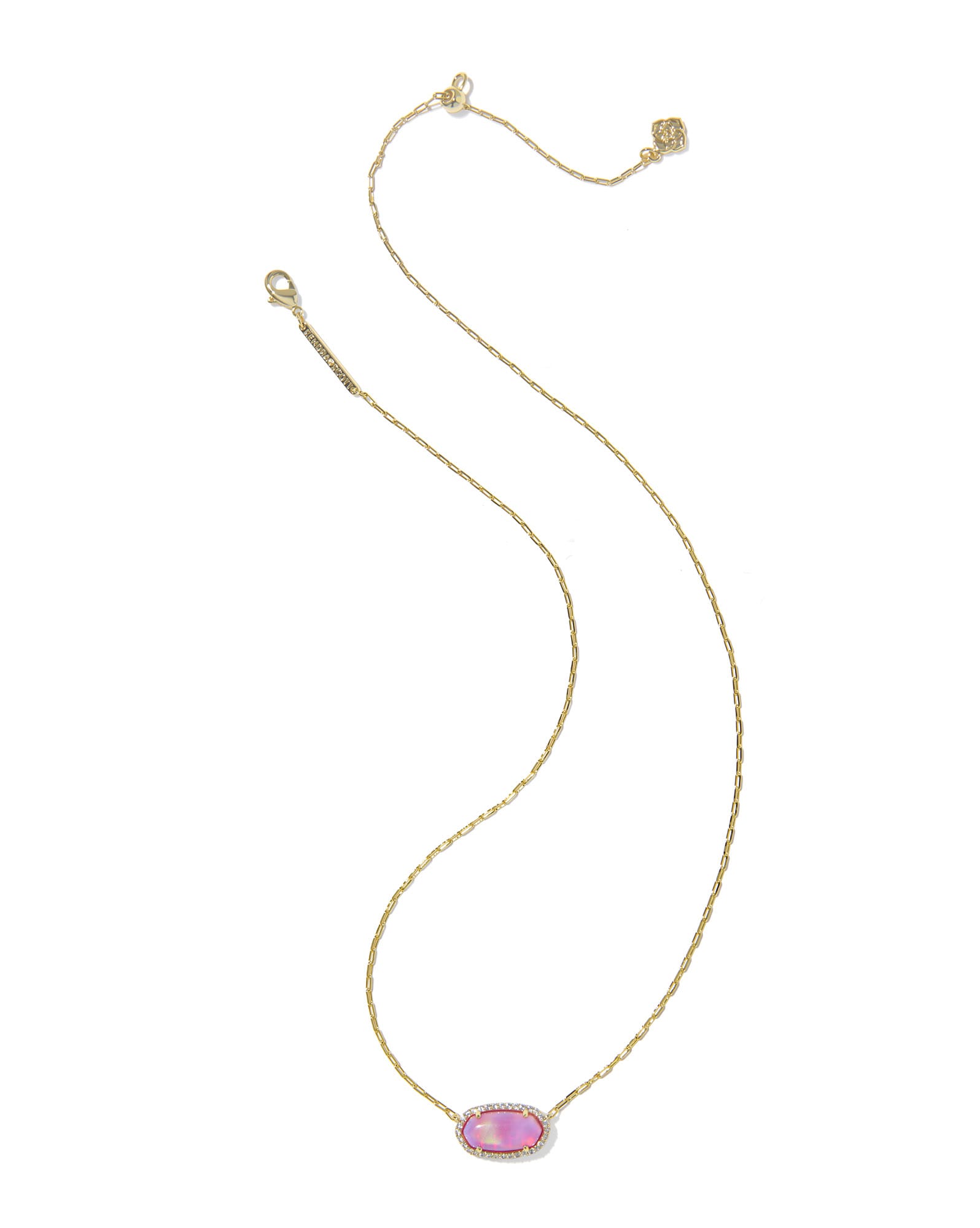 Elisa Pave Frame Gold Short Pendant Necklace 