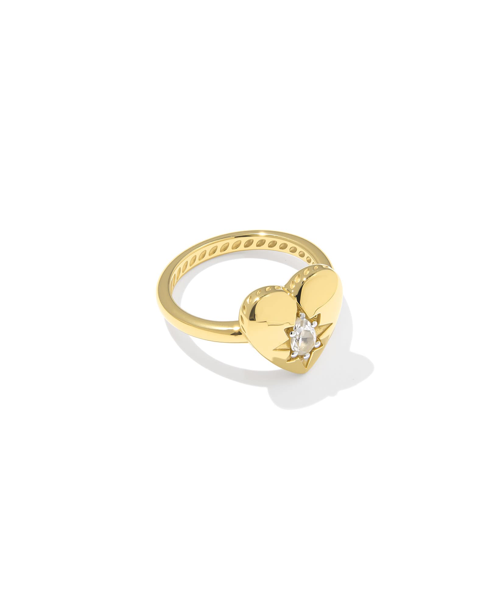 Bold Heirloom Heart 18k Yellow Gold Vermeil Band Ring 