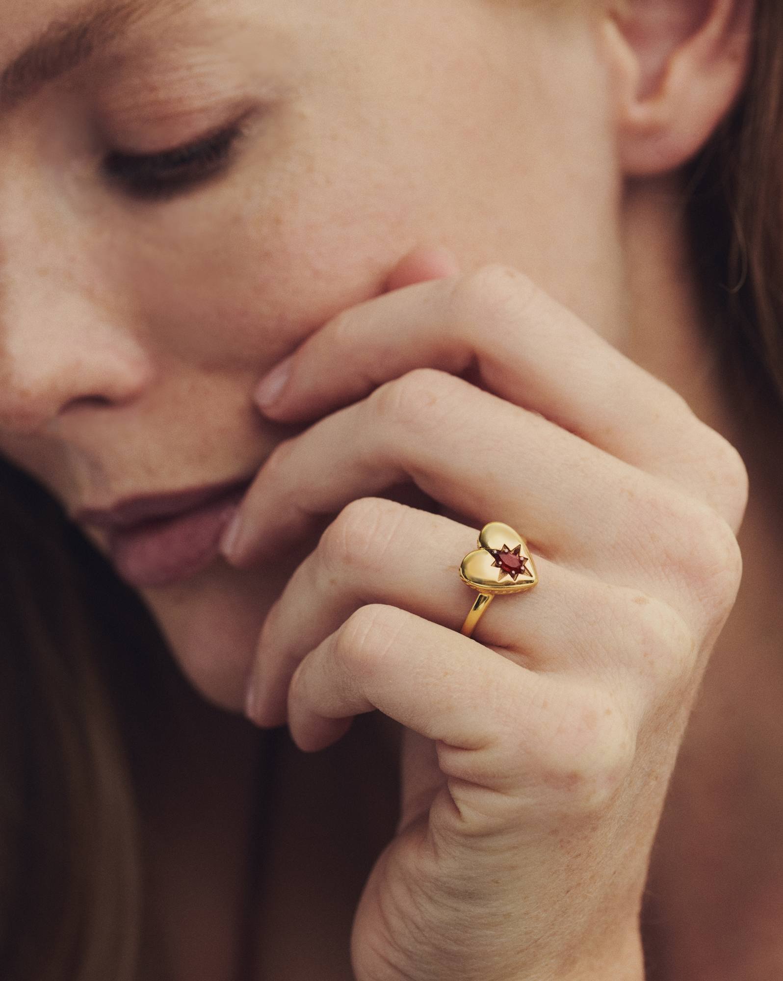 Bold Heirloom Heart 18k Yellow Gold Vermeil Band Ring 