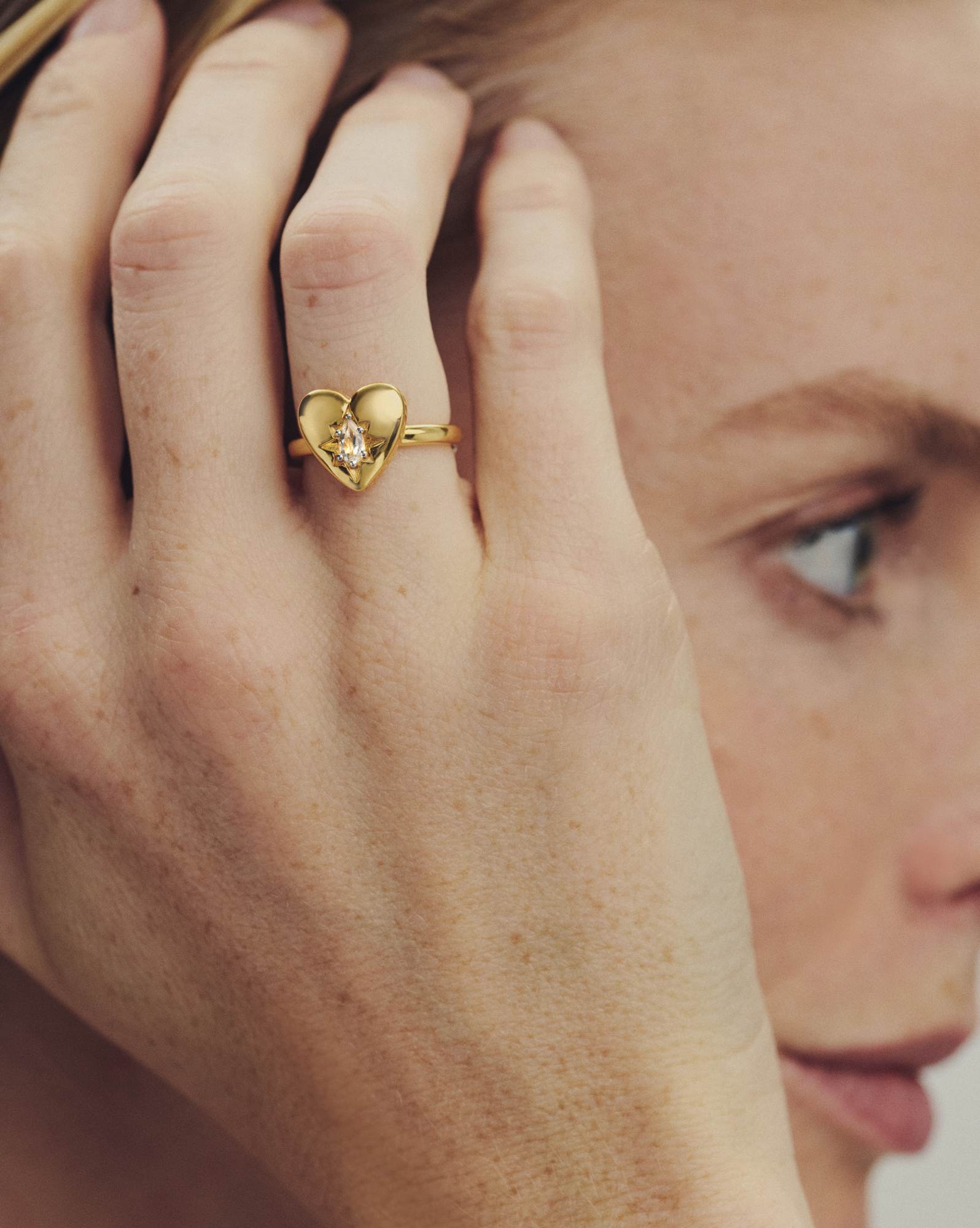 Bold Heirloom Heart 18k Yellow Gold Vermeil Band Ring 