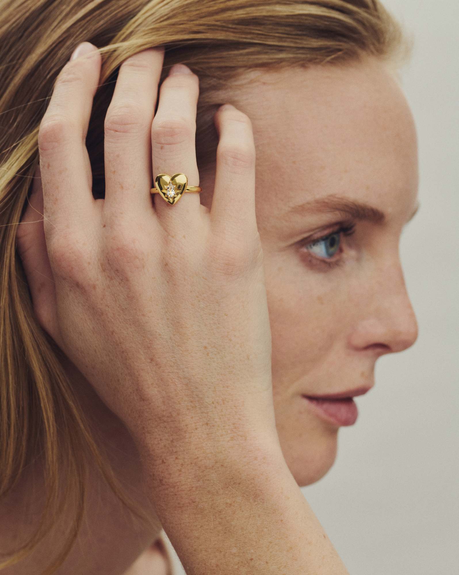 Bold Heirloom Heart 18k Yellow Gold Vermeil Band Ring 