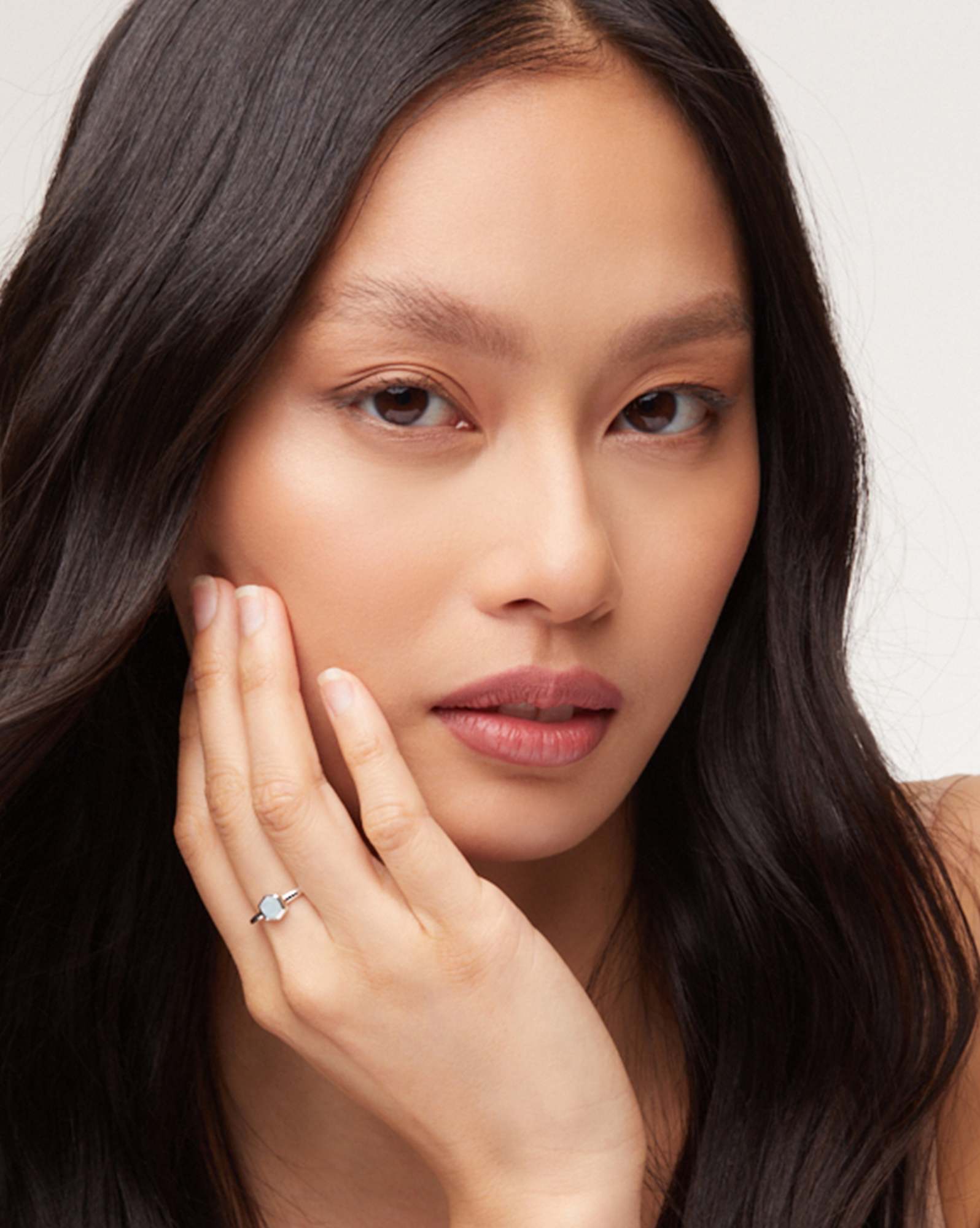 Davie Sterling Silver Band Ring in White Opal