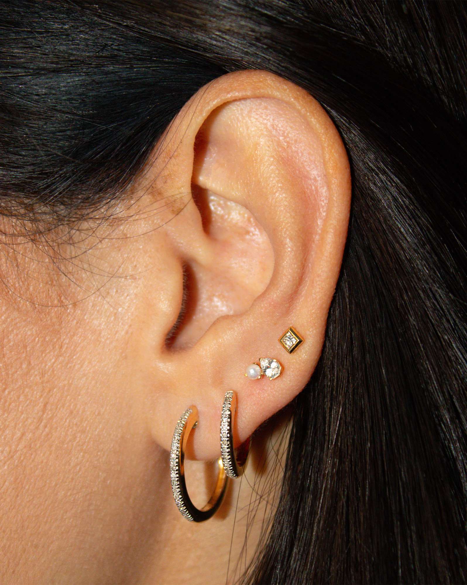 0.1 ct Michelle 14k Yellow Gold Stud Earrings in White Diamond