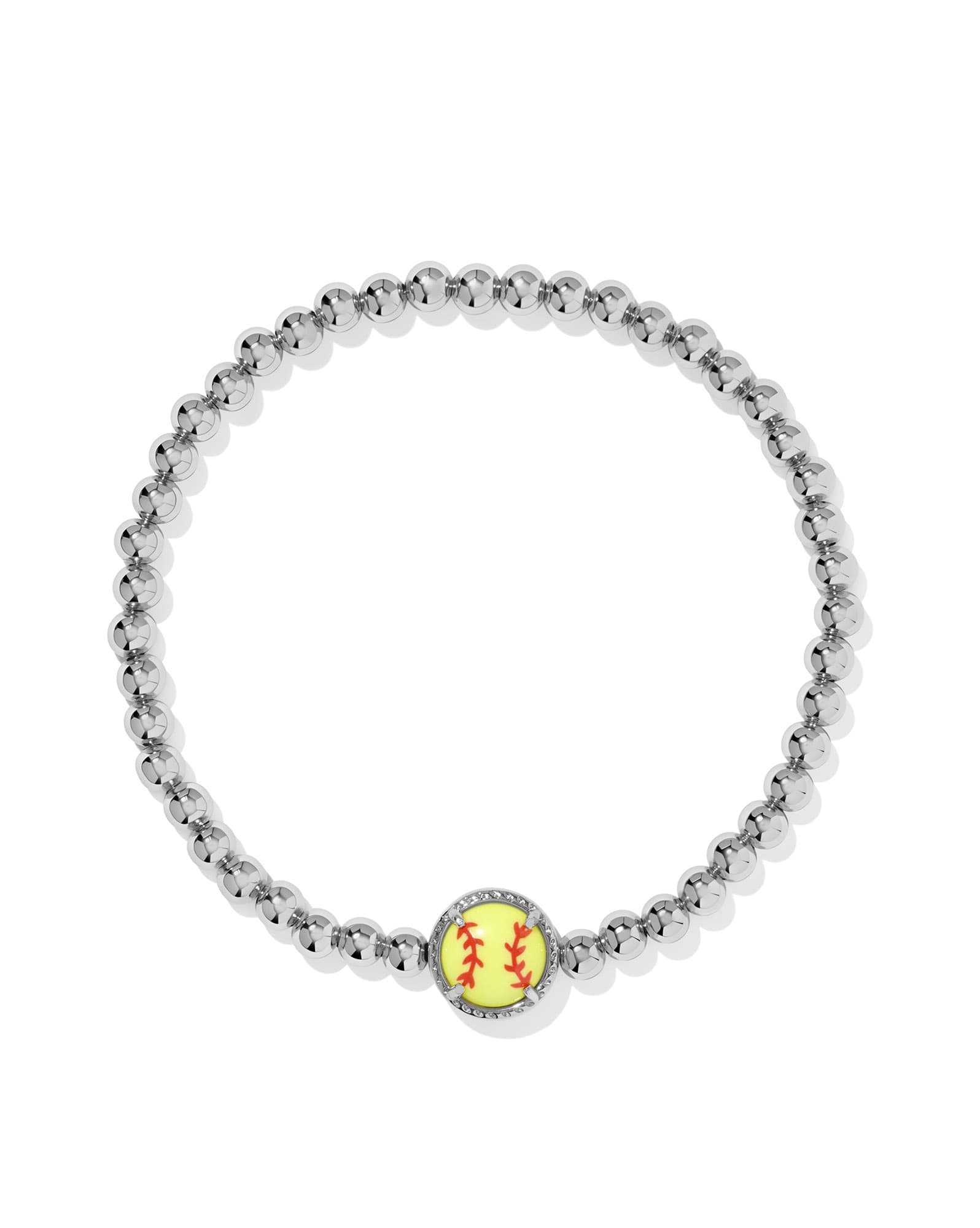 Softball Silver Stretch Bracelet