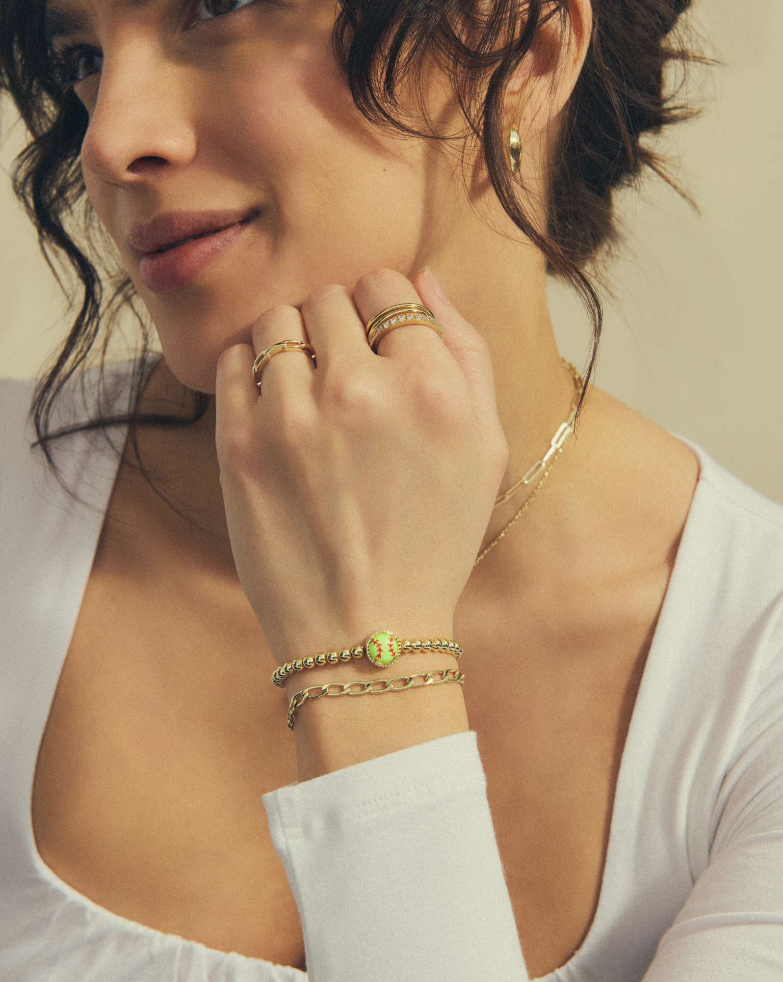 Softball Gold Stretch Bracelet