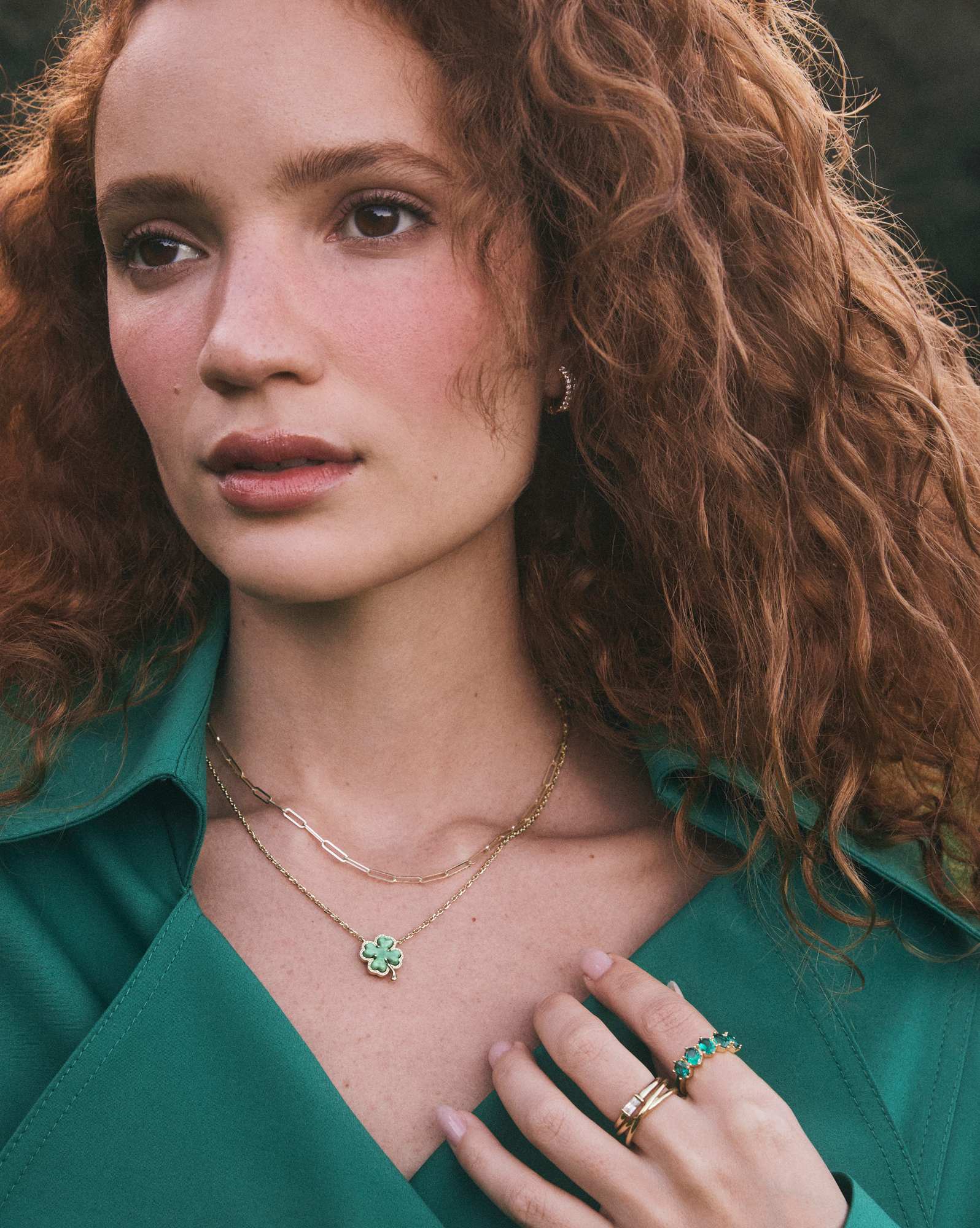 Clover Gold Short Pendant Necklace