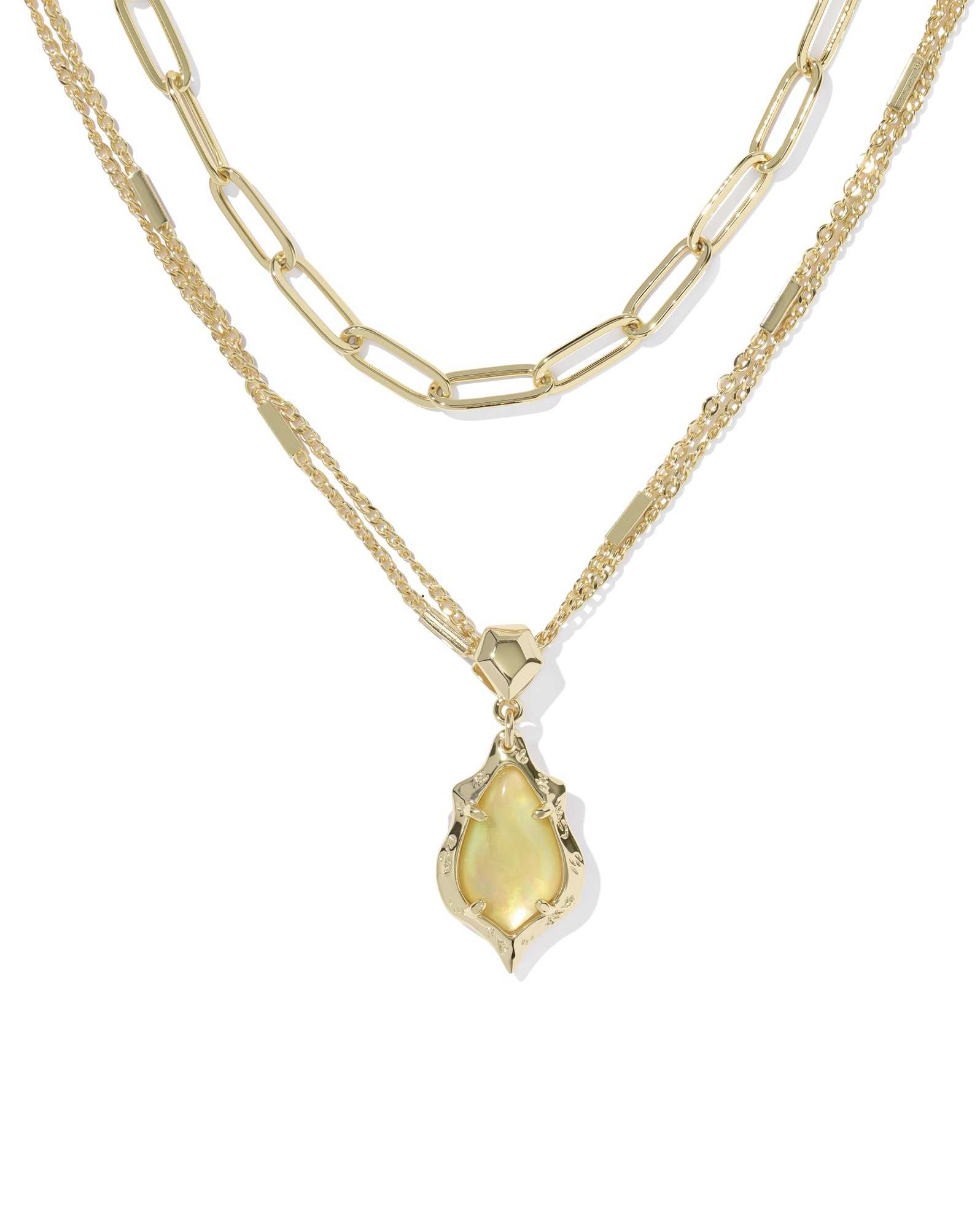 Adriana Scallop Frame Gold Multi Strand Necklace 