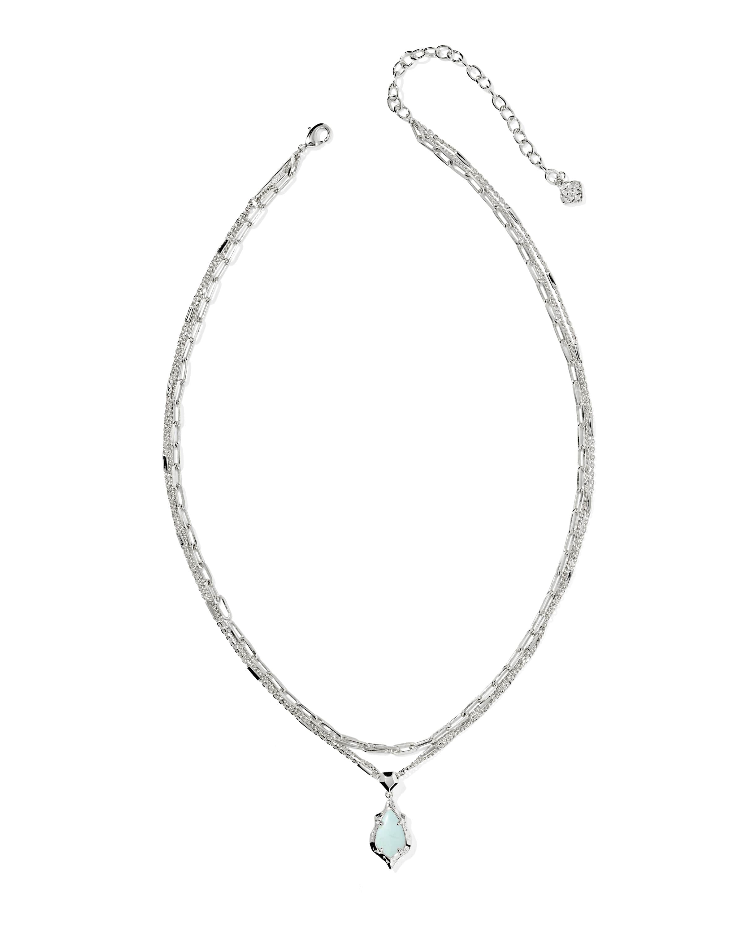 Adriana Scallop Frame Silver Multi Strand Necklace 