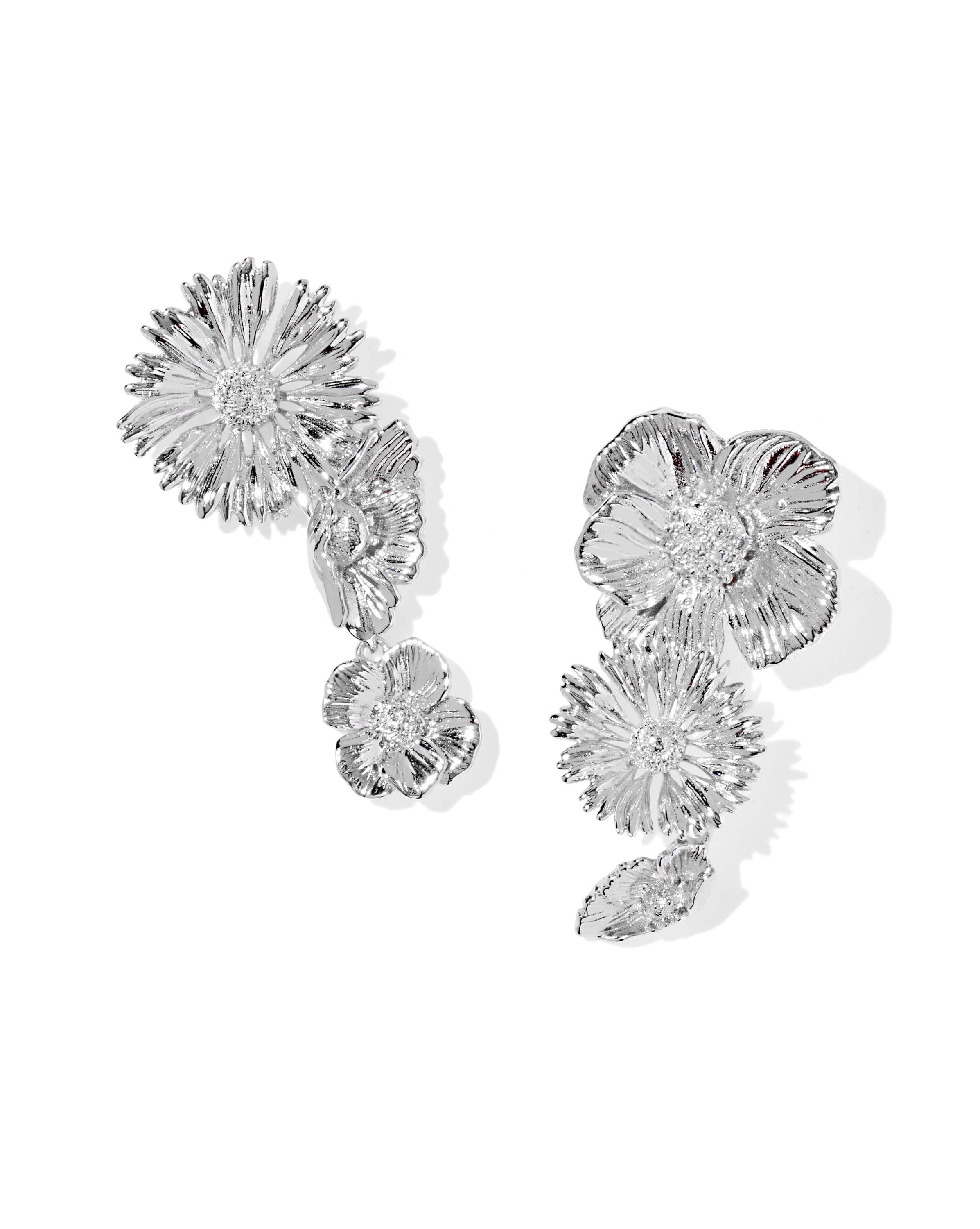 Cailey Flower Vintage Silver Statement Earrings