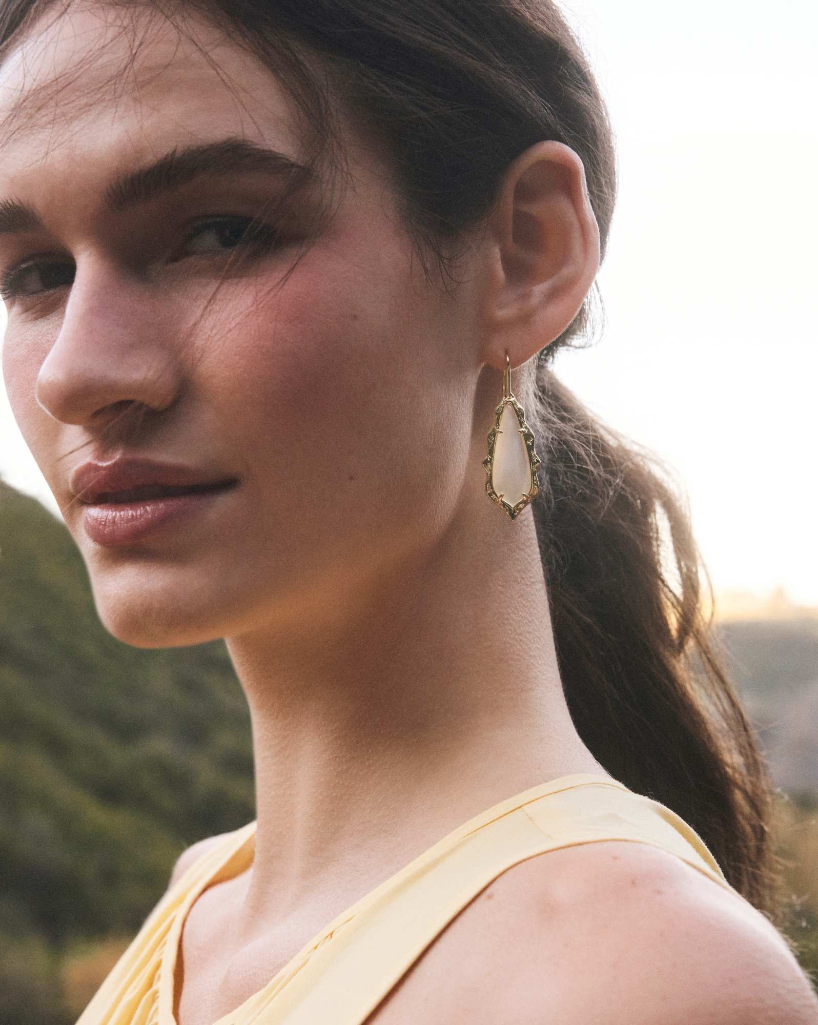 Adriana Scallop Frame Gold Drop Earrings 