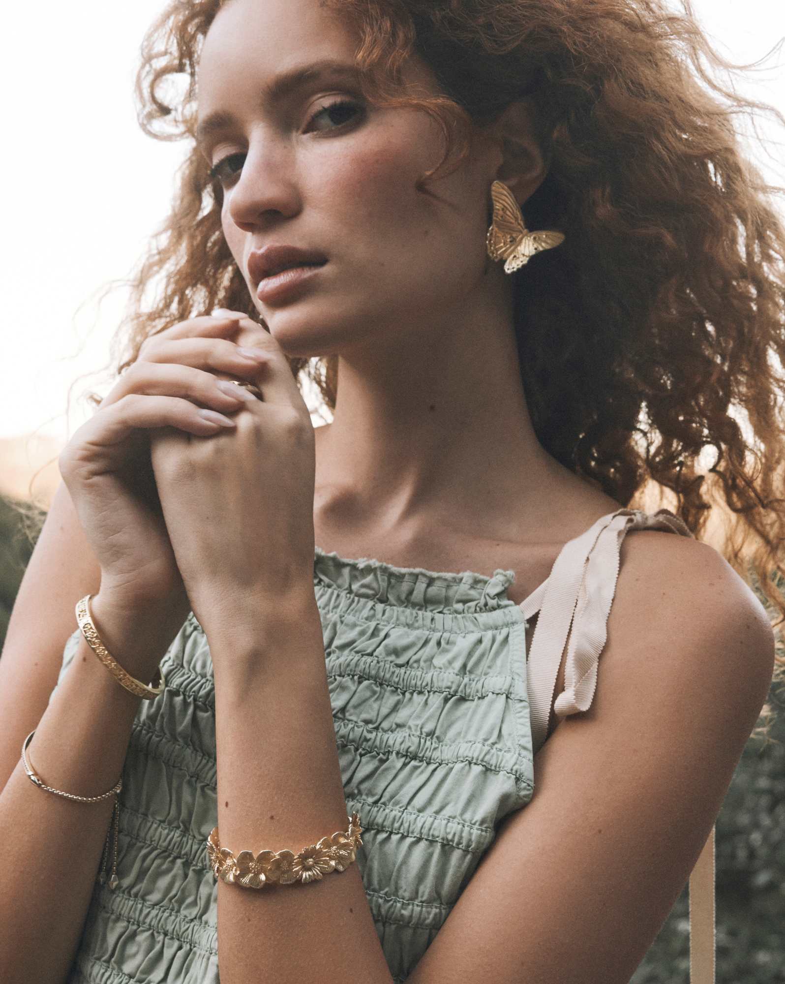 Cailey Butterfly Gold Statement Stud Earrings