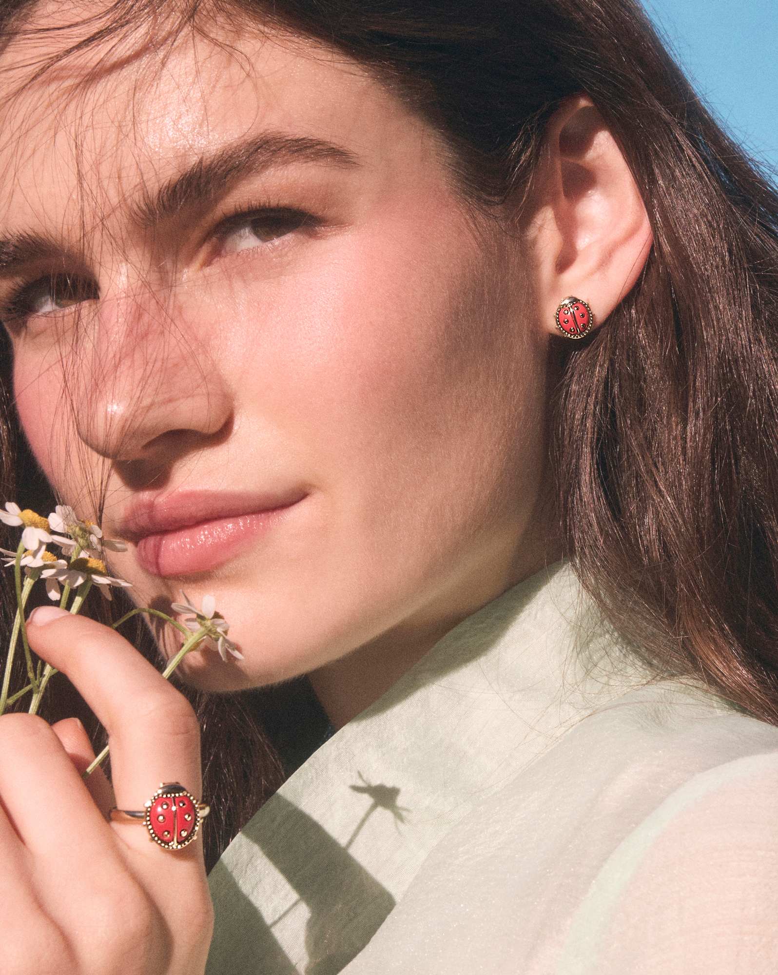 Ladybug Gold Stud Earrings 