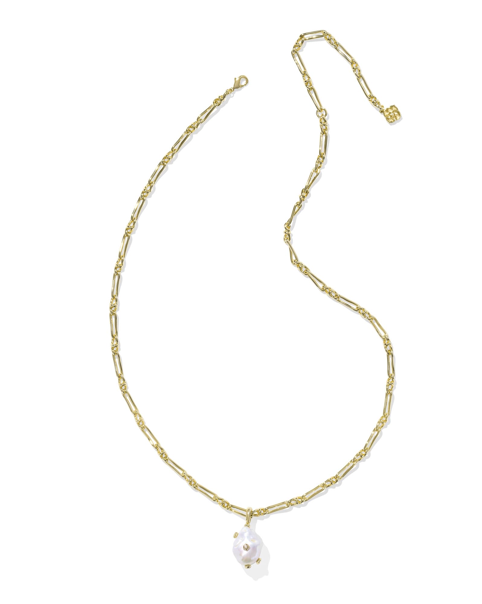 Melody Gold Small Long Pendant Necklace in Freshwater Cultured Pearl