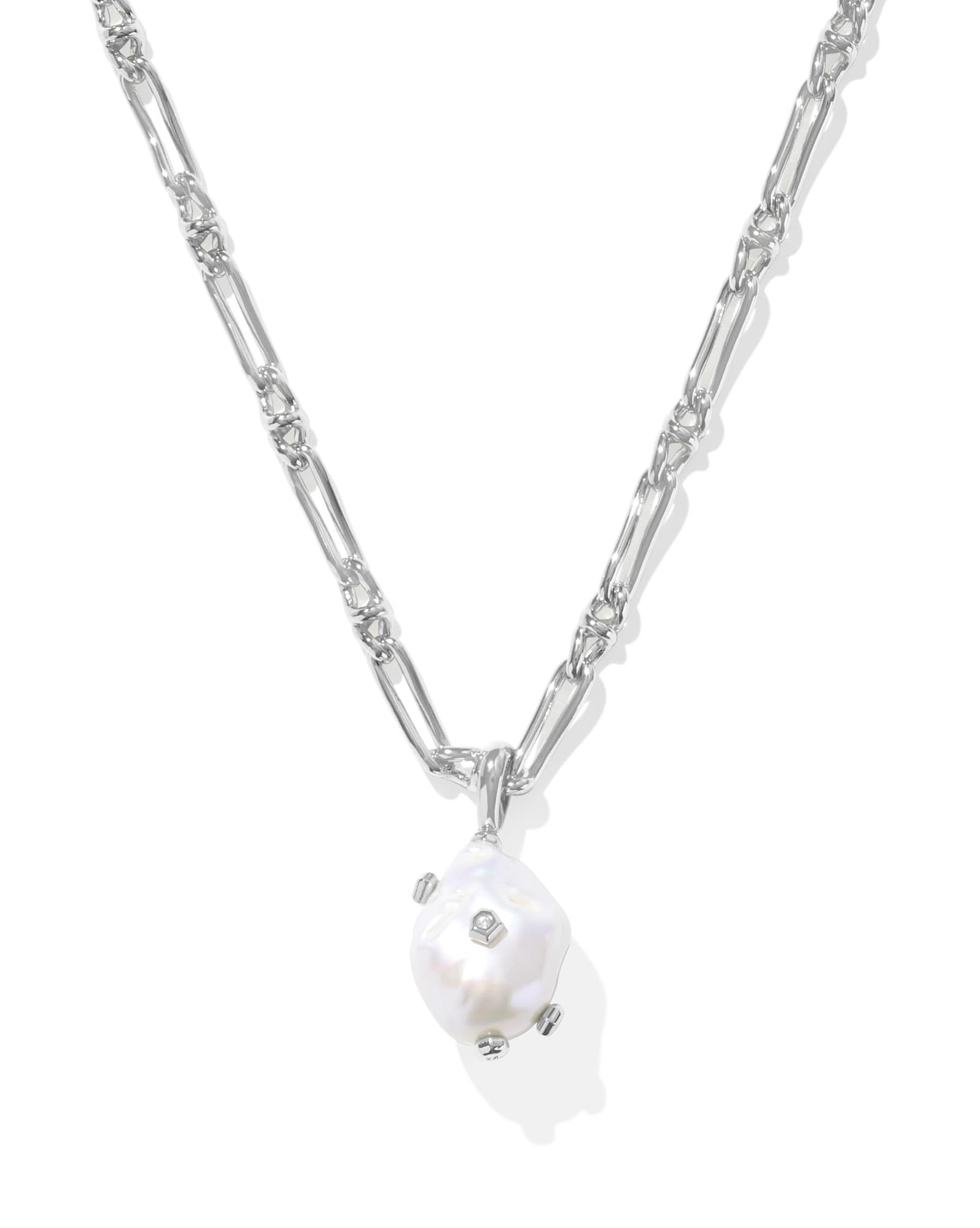 Melody Silver Small Long Pendant Necklace in Freshwater Cultured Pearl
