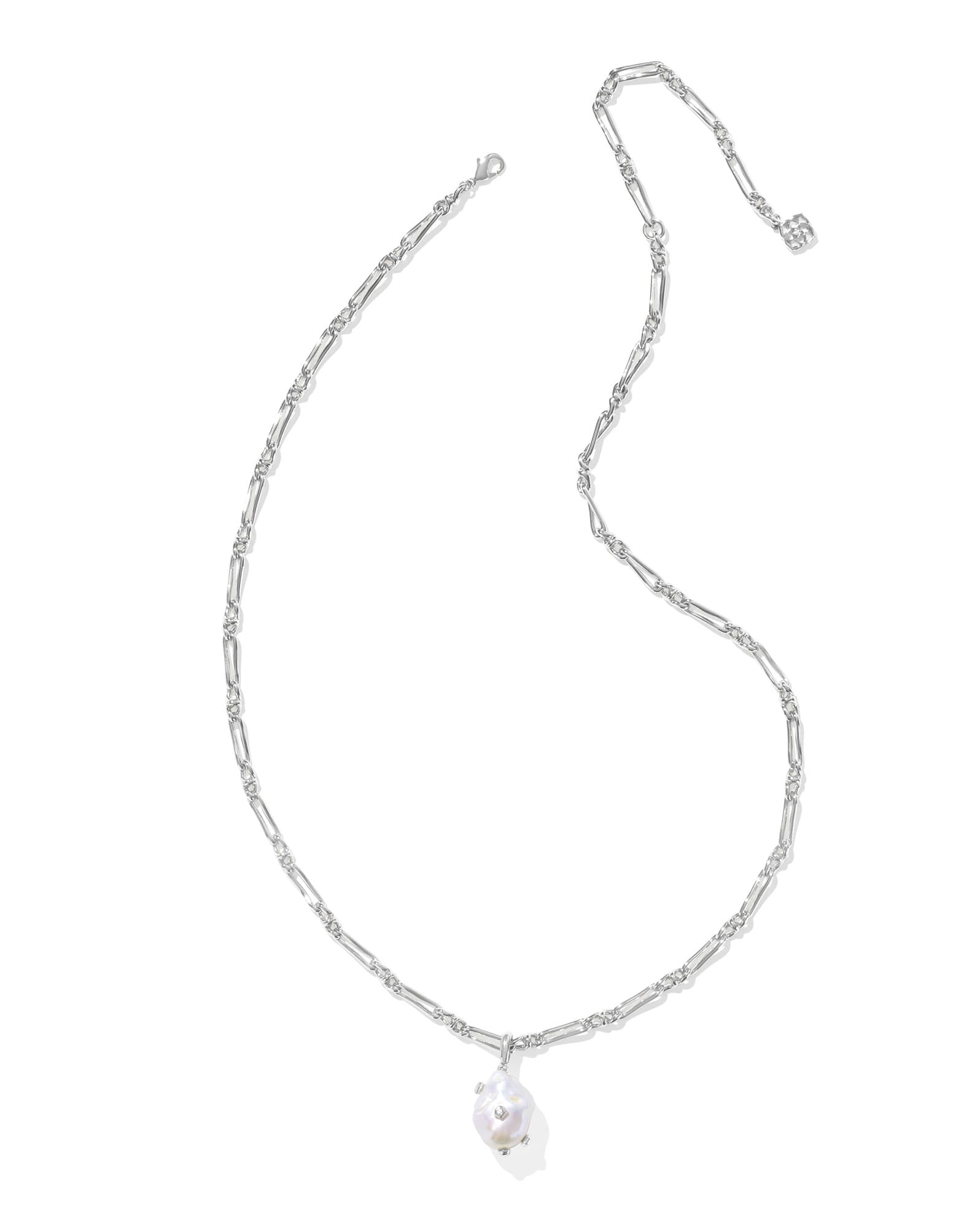 Melody Silver Small Long Pendant Necklace in Freshwater Cultured Pearl