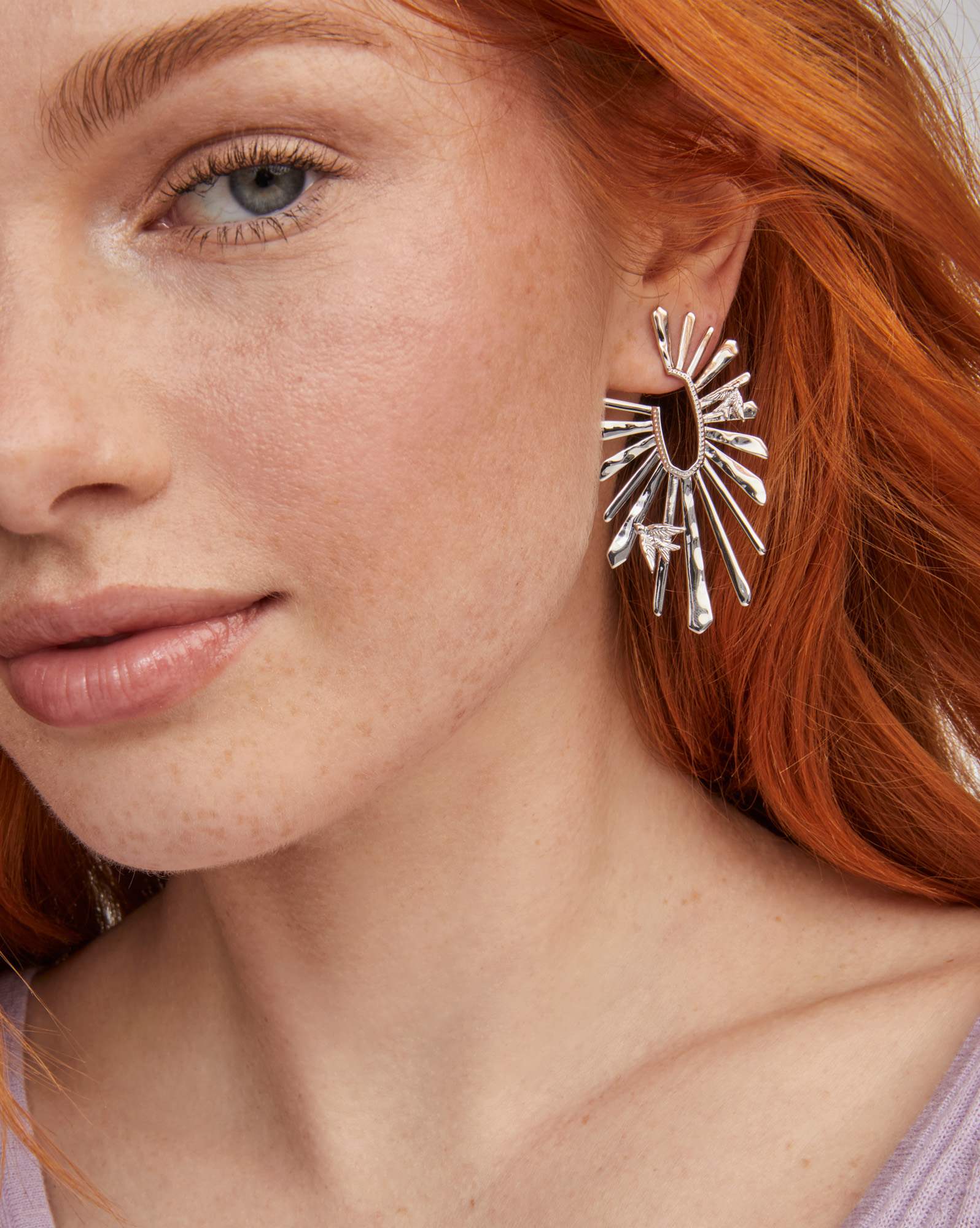 Melody Bird Silver Hoop Earrings