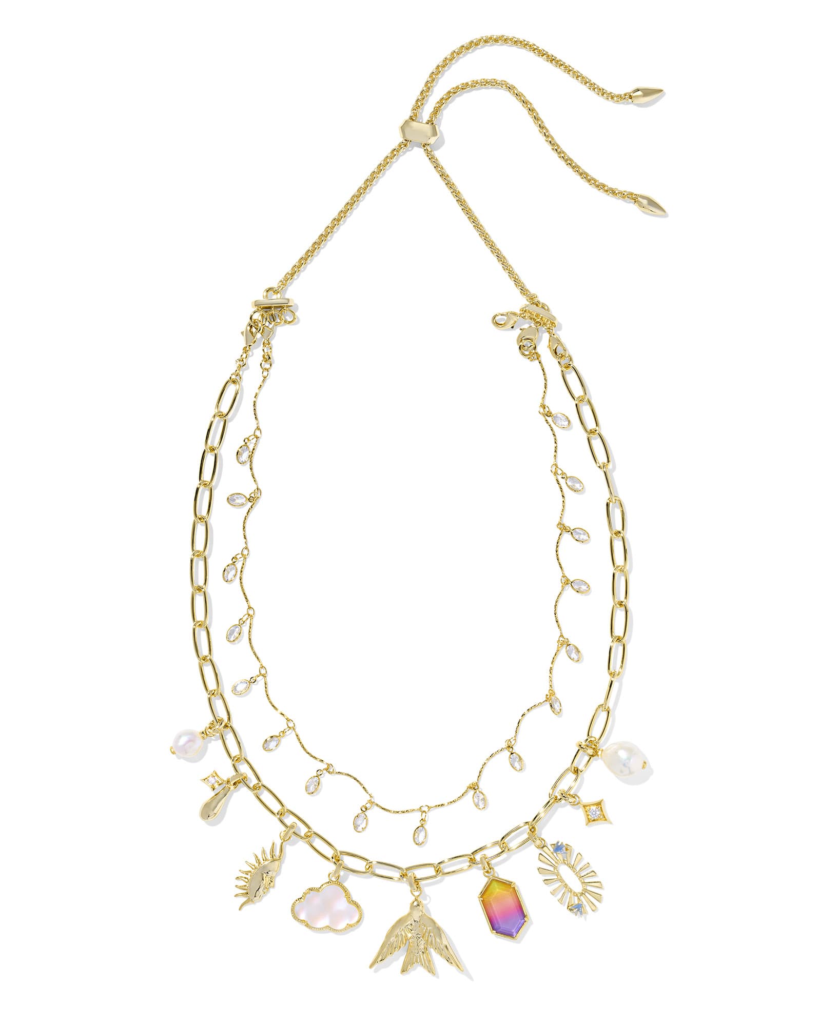 Melody Convertible Gold Statement Charm Necklace in Freshwater Cultured Pearl