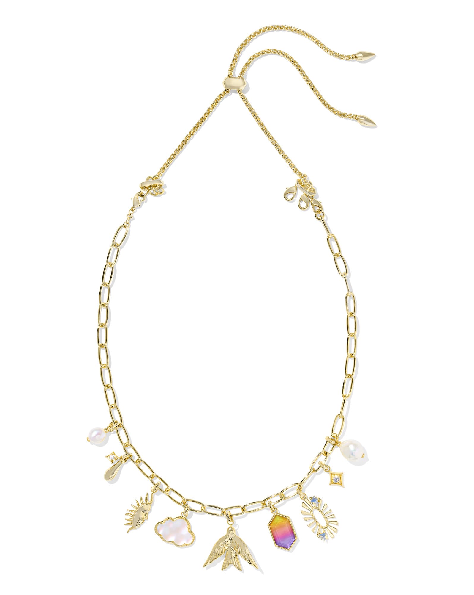 Melody Convertible Gold Statement Charm Necklace in Freshwater Cultured Pearl