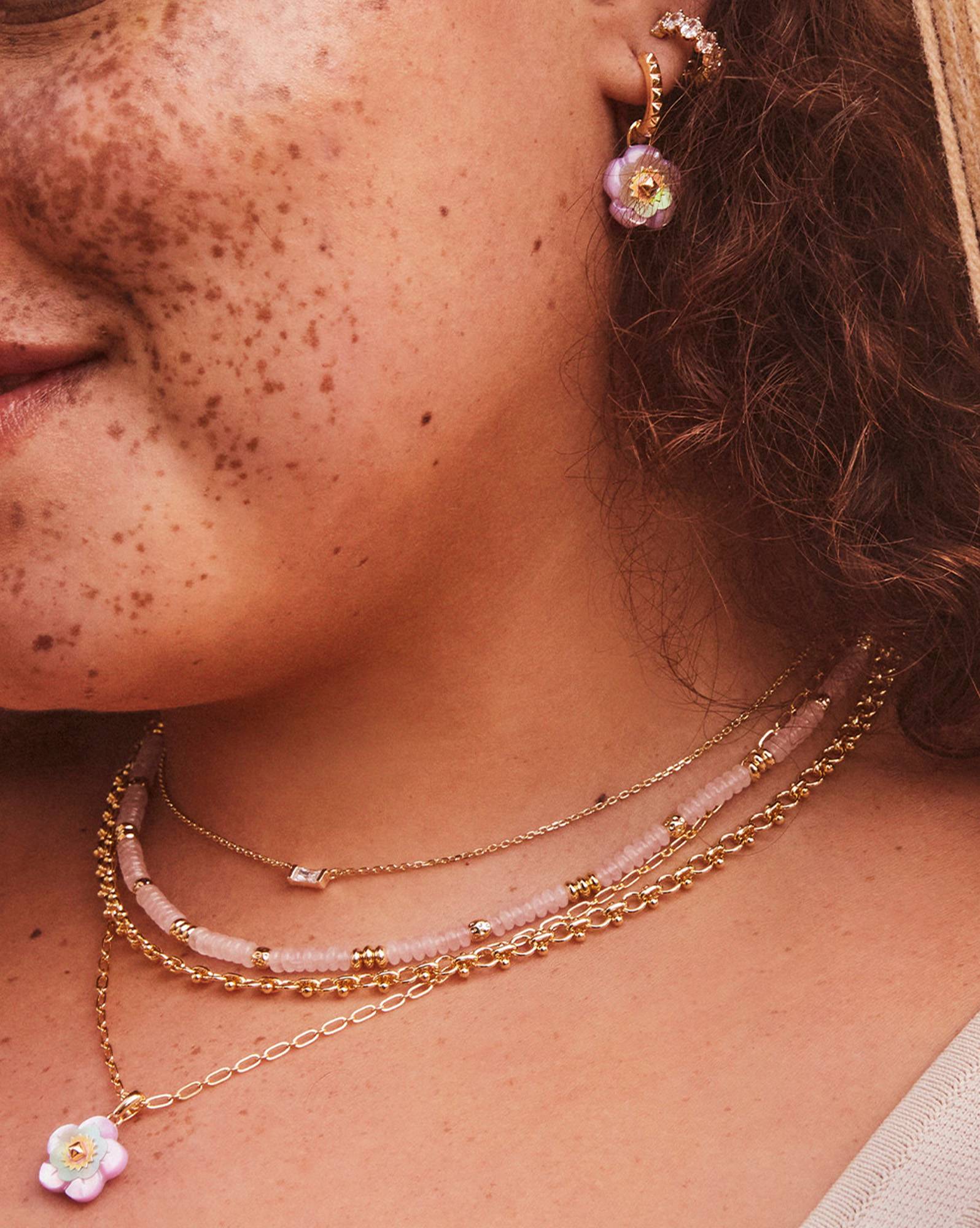 Deliah Convertible Gold Huggie Earrings in Pastel Mix