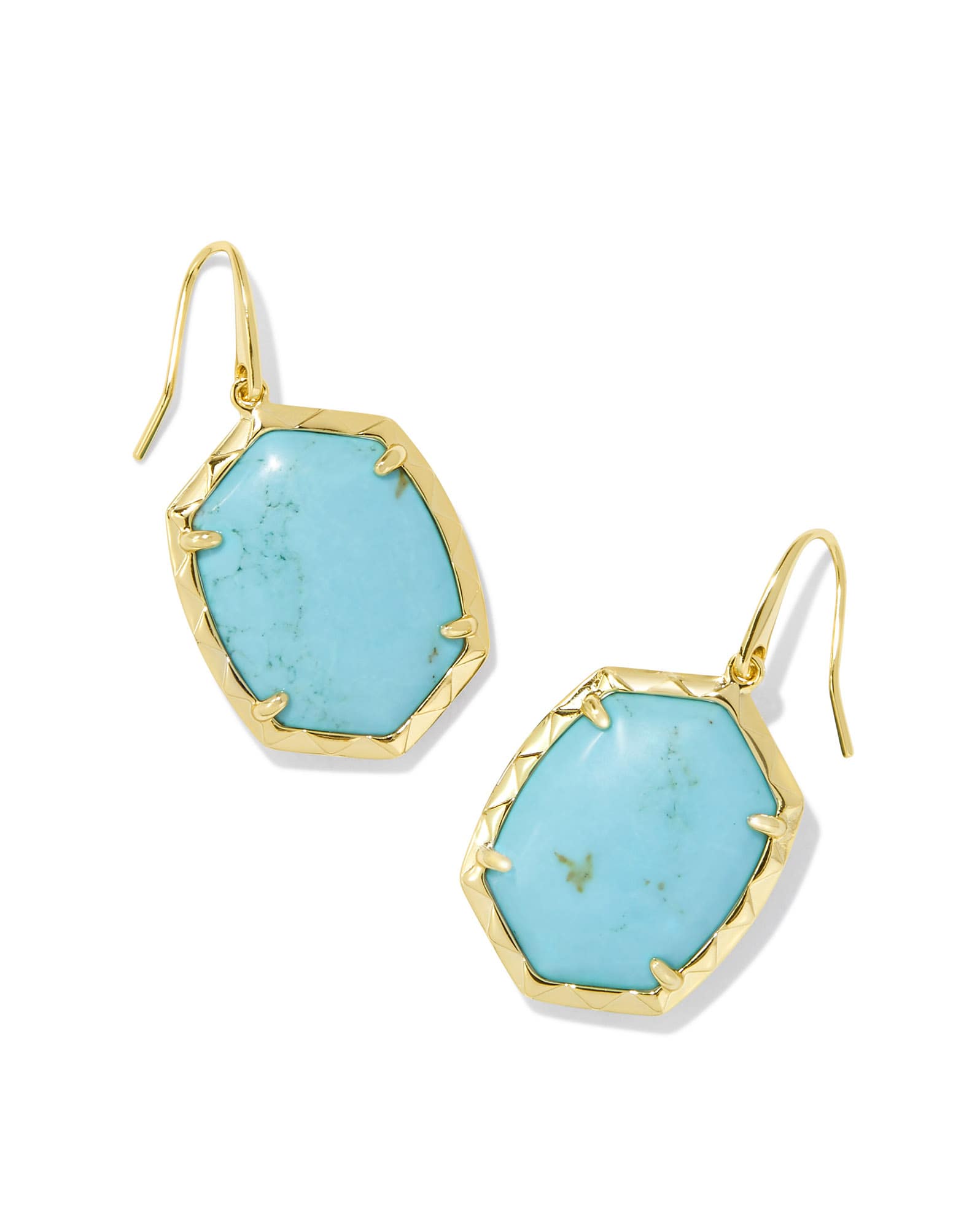 Daphne Gold Drop Earrings in Variegated Turquoise Magnesite